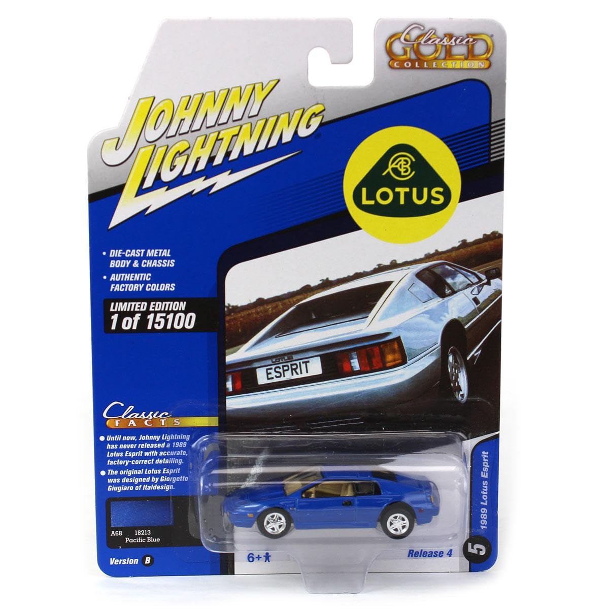 Auto World 1/64 1989 Lotus Espirit (Blue), Classic Gold 2021 Release 4B JLSP188B 1