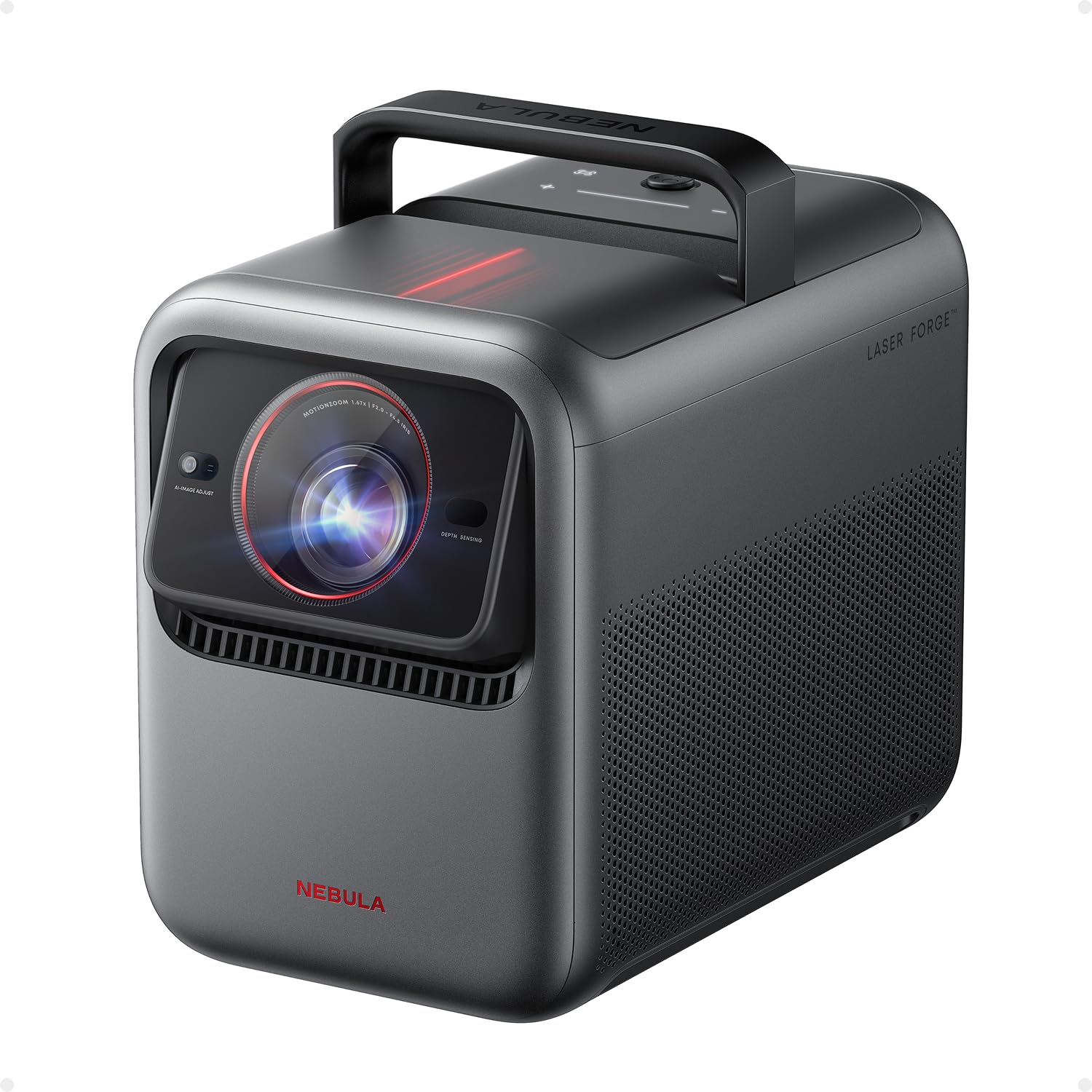 NEBULA X1 Triple Laser 4K Projector, 3,500 ANSI Lumens, 56,000:1 Contrast, 40W Stereo Sound, 0.9-1.5 Optical Zoom, Smart AI, Dolby Vision, 300" Screen, Built-In Micro Gimbal, GTV, Handle, Outdoor 1