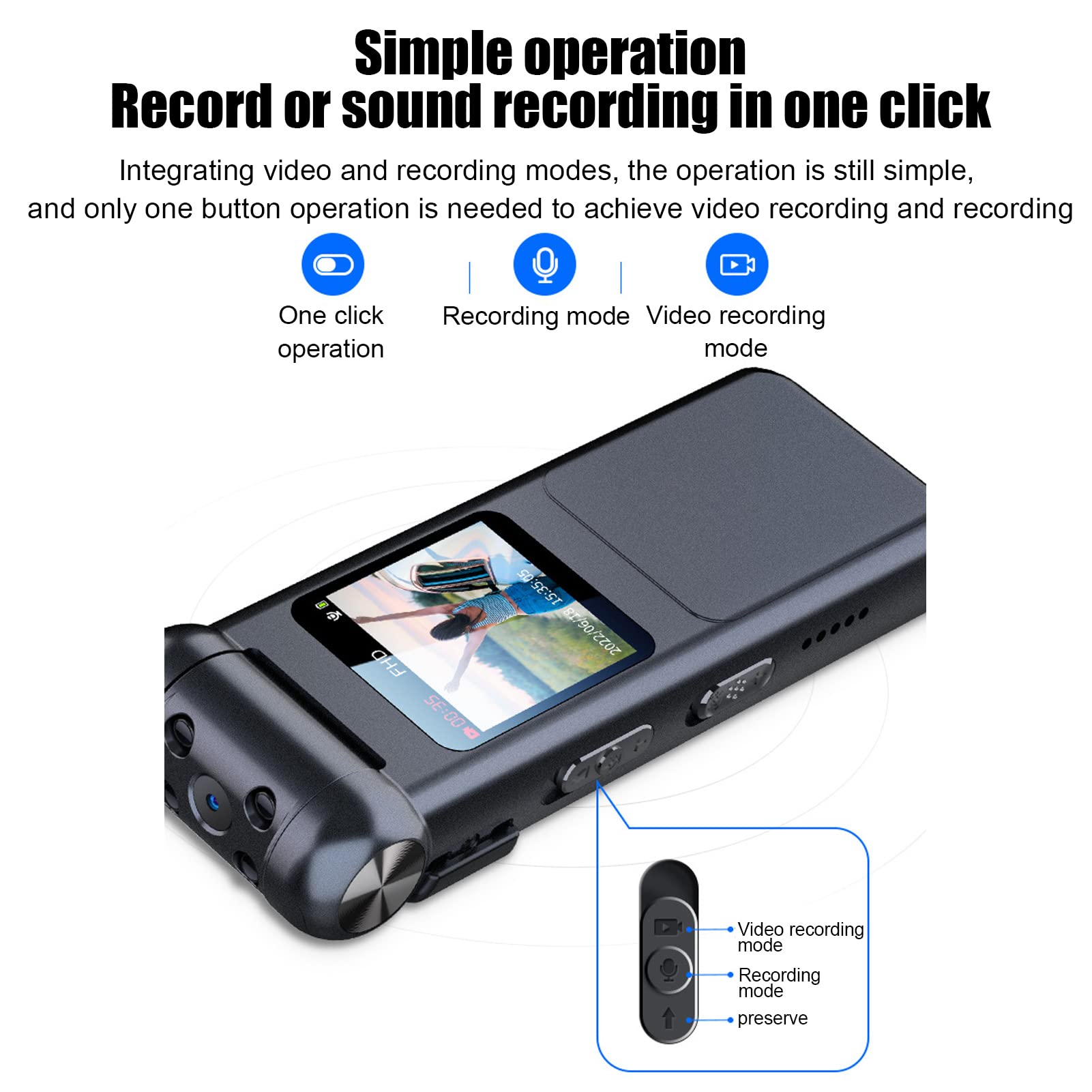 Video Recorder, 1080P Mini Body Camera Video Recorder, 180° Wide Angle, Tiny Camera, Nanny Small Cam, Body Camera, High Definition, 2 Recording Modes(8GB) 6