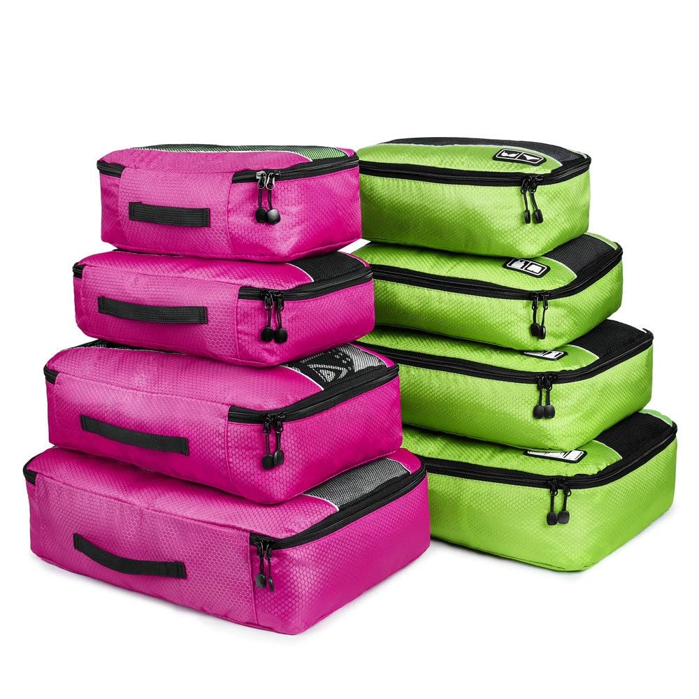 4 Piece Set High-Grade Suitcase Organizer Travel Packing Cube Nylon Breathable Men Women Luggage Organizer Cube Set (Color : B) (A) 3