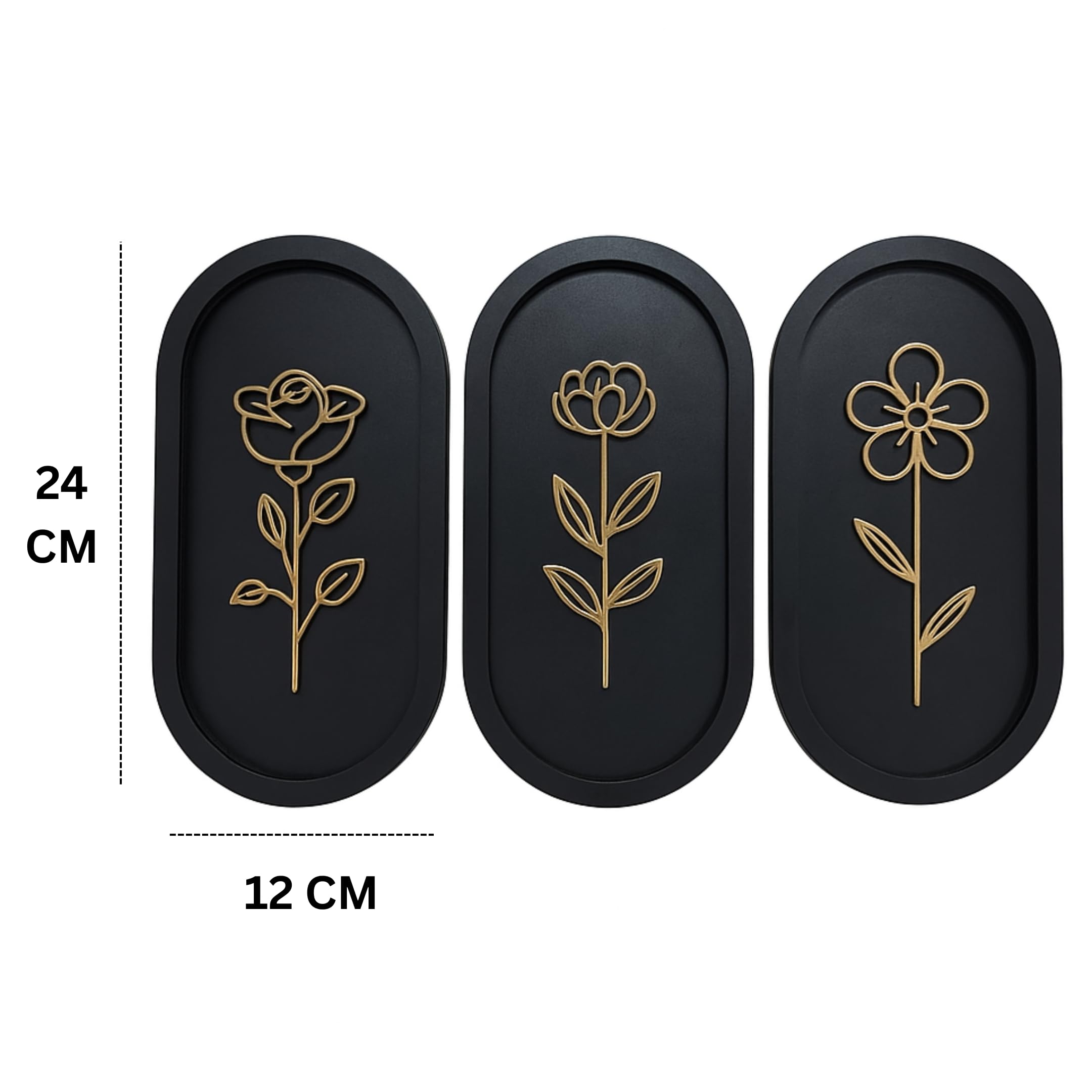 7 Decore 3 Piece Wooden Floral Wall Art Set | Modern Wall Decor for Living Room, Bedroom & Office | Elegant Home Decoration Panels | Contemporary Wall Hanging Frames 6