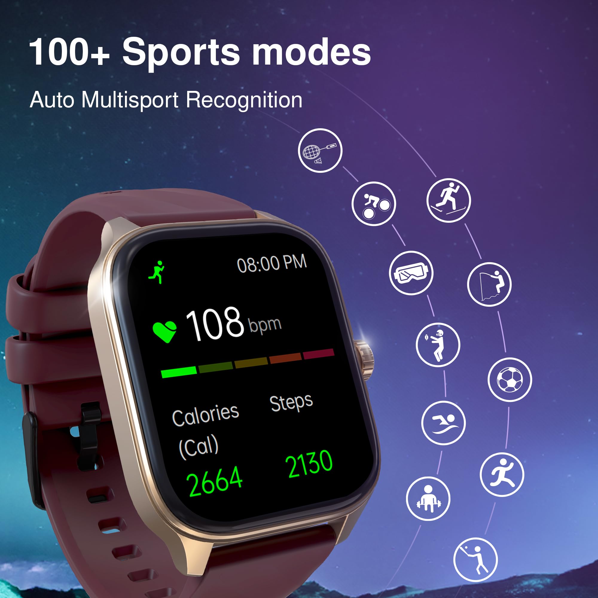 Fastrack Astor FS1 Pro Smart Watch, 1.97" AMOLED Display, Bluetooth Calling, 100+ Sports Modes, SpO2 & Heart Rate Monitoring, Women's Health, IP68, Up to 5 Days Battery, Functional Crown (Black) 5