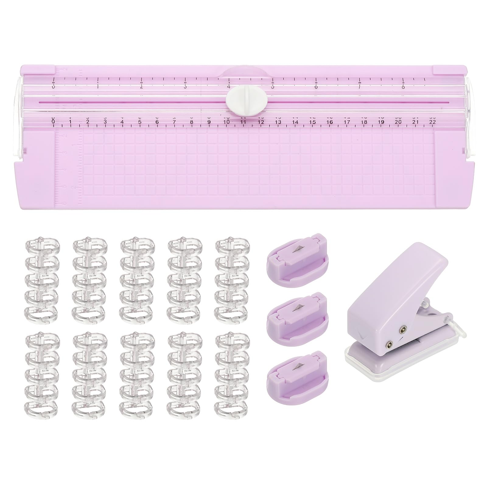 PATIKIL Paper Cutter Trimmer, A4 Straight Portable Paper Slide Paper Slicer with Hole Punch, Replacement Blade and Binder for Craft Cardstock, Label Card, Scrapbook, Purple 1