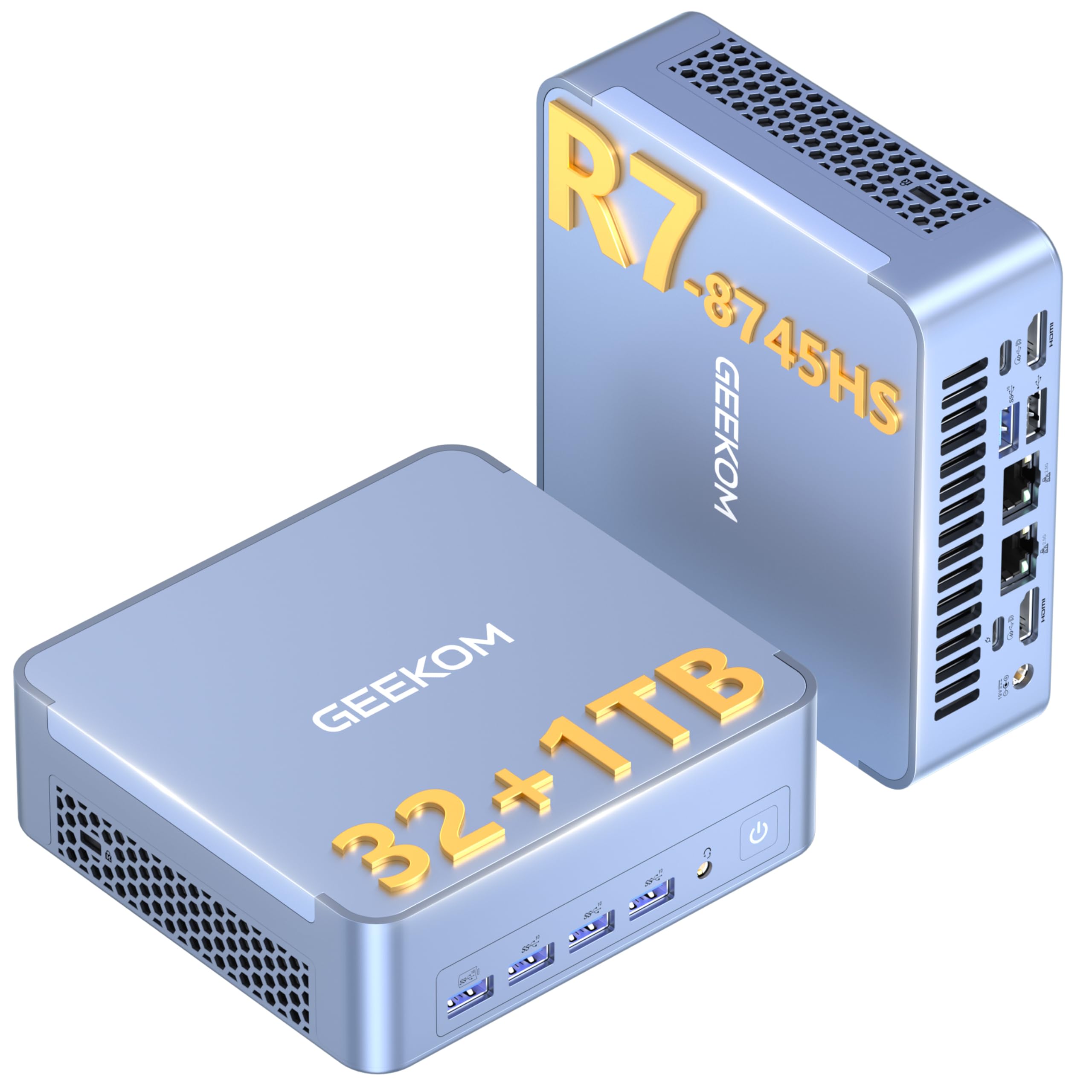 GEEKOM AX8 Max Mini PC with AMD Ryzen 7 8745HS Dual 2.5GbE Lan Port| 32GB DDR5(Upgradable),1TB NVMe SSD(Expandable)| Radeon 780M,USB4.0(40Gbps),Quad Display| Windows 11 Pro Gaming,Office,Video Editing 2