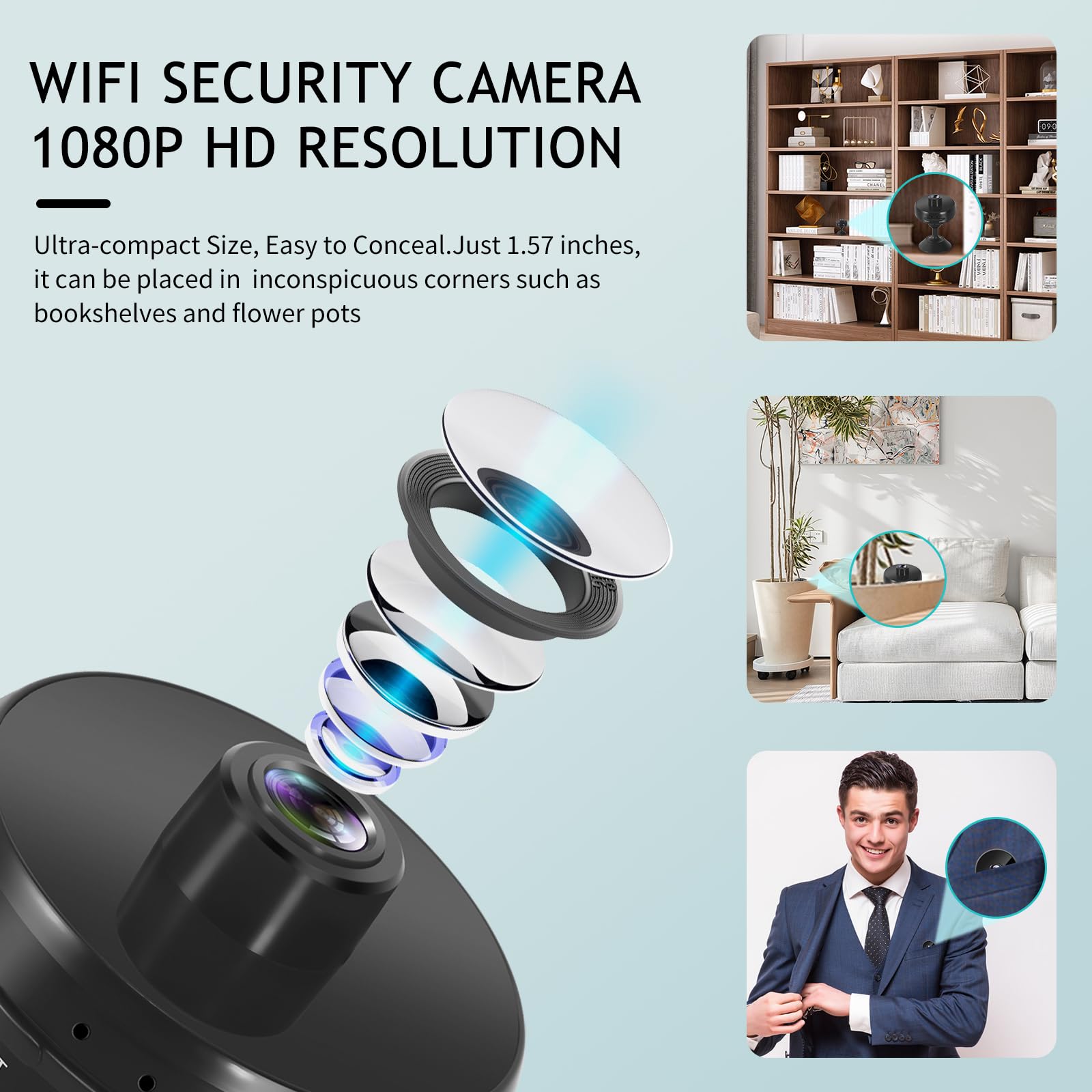 Breaspec Spy Camera, Mini Camera 1080P HD, Nanny Cam Hidden Camera Security Camera, Super Night Vision, Seamless Footage Playback, Compatible with iOS & Android 3
