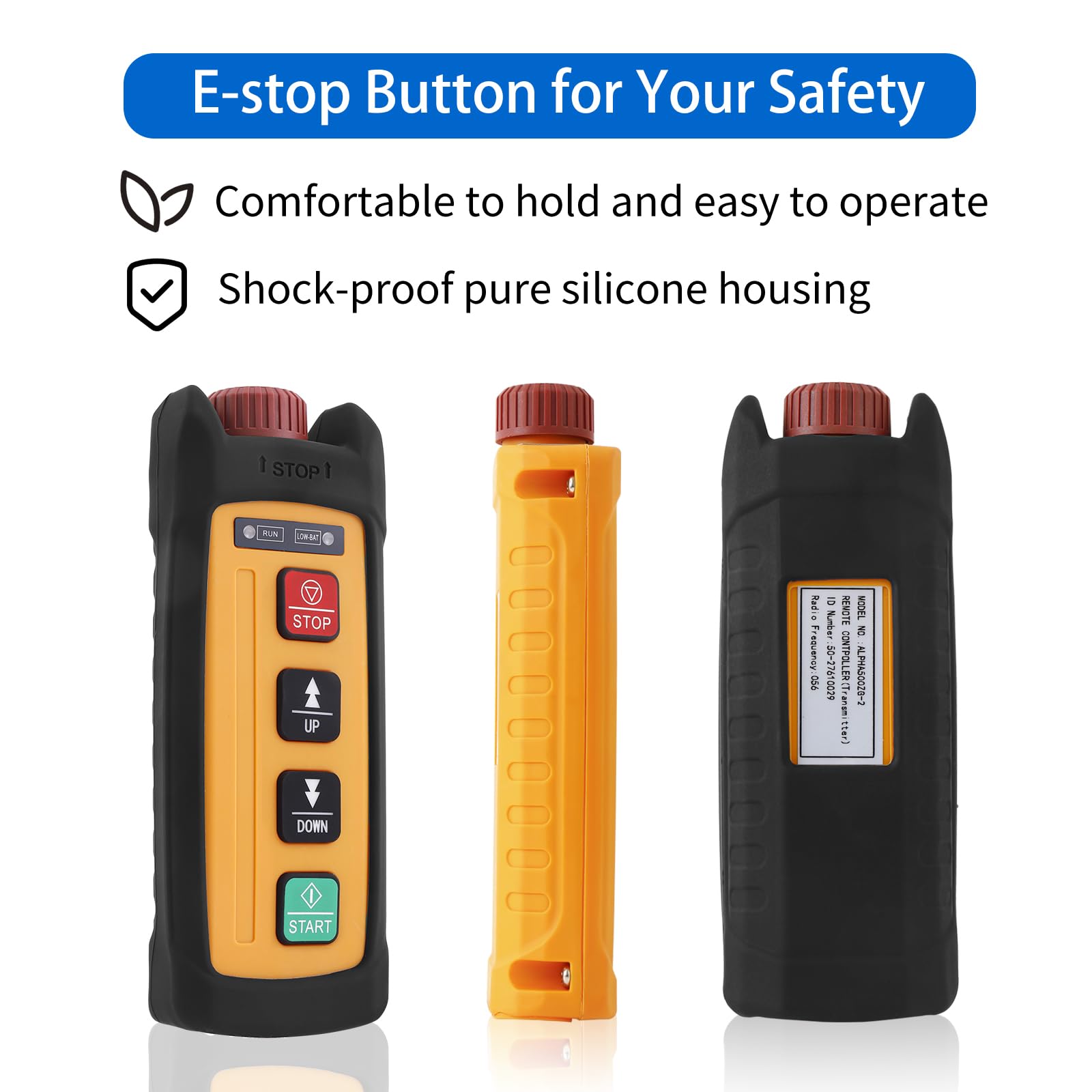 Mini Wireless Electric Chain Hoist Crane Remote Control 2-Button 12V 24V 36V Industrial Winch Lift Dump Trailer Radio Truck Crane Remote Controller 2 Transmitters and Receiver 5