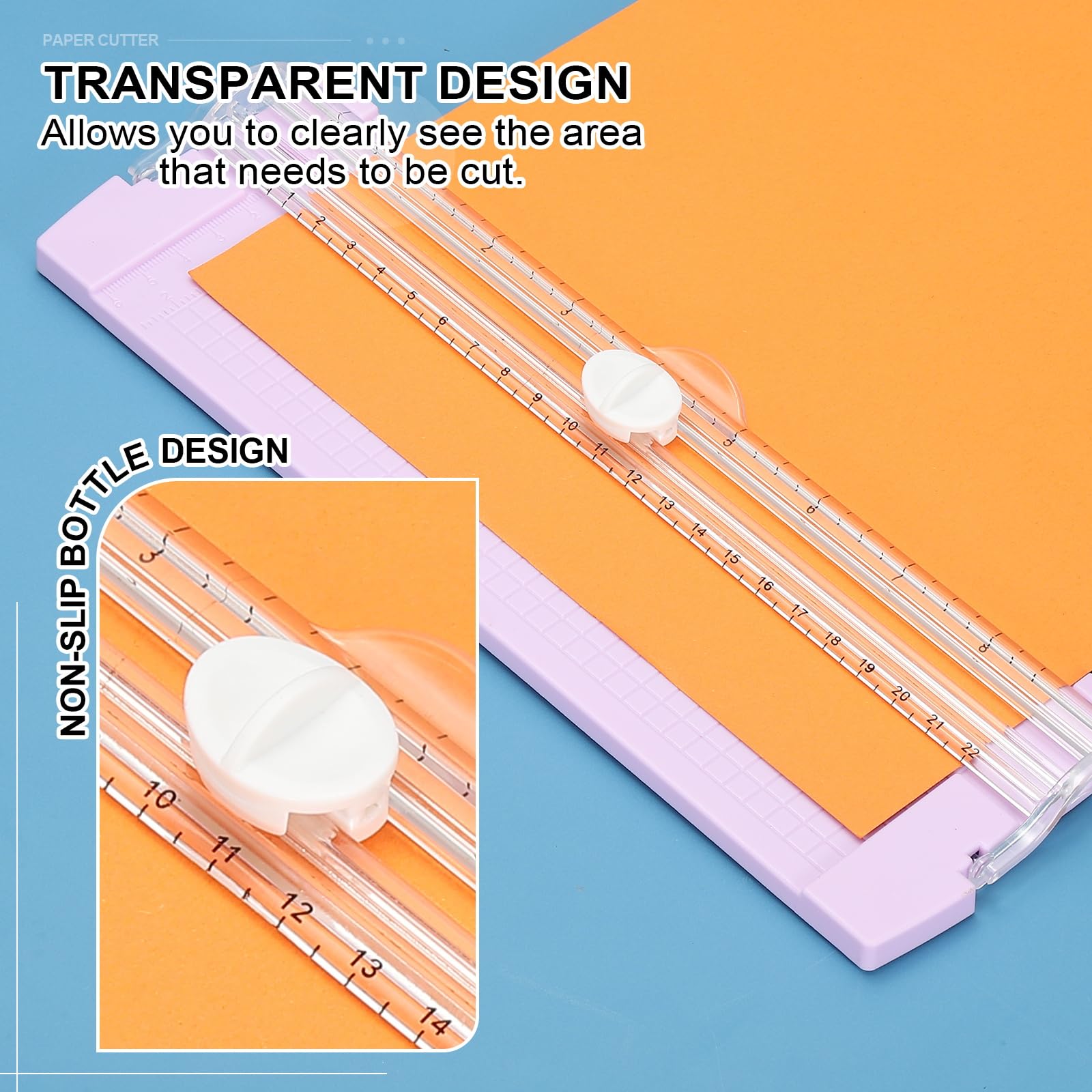 PATIKIL Paper Cutter Trimmer, A4 Straight Portable Paper Slide Paper Slicer with Hole Punch, Replacement Blade and Binder for Craft Cardstock, Label Card, Scrapbook, Purple 5