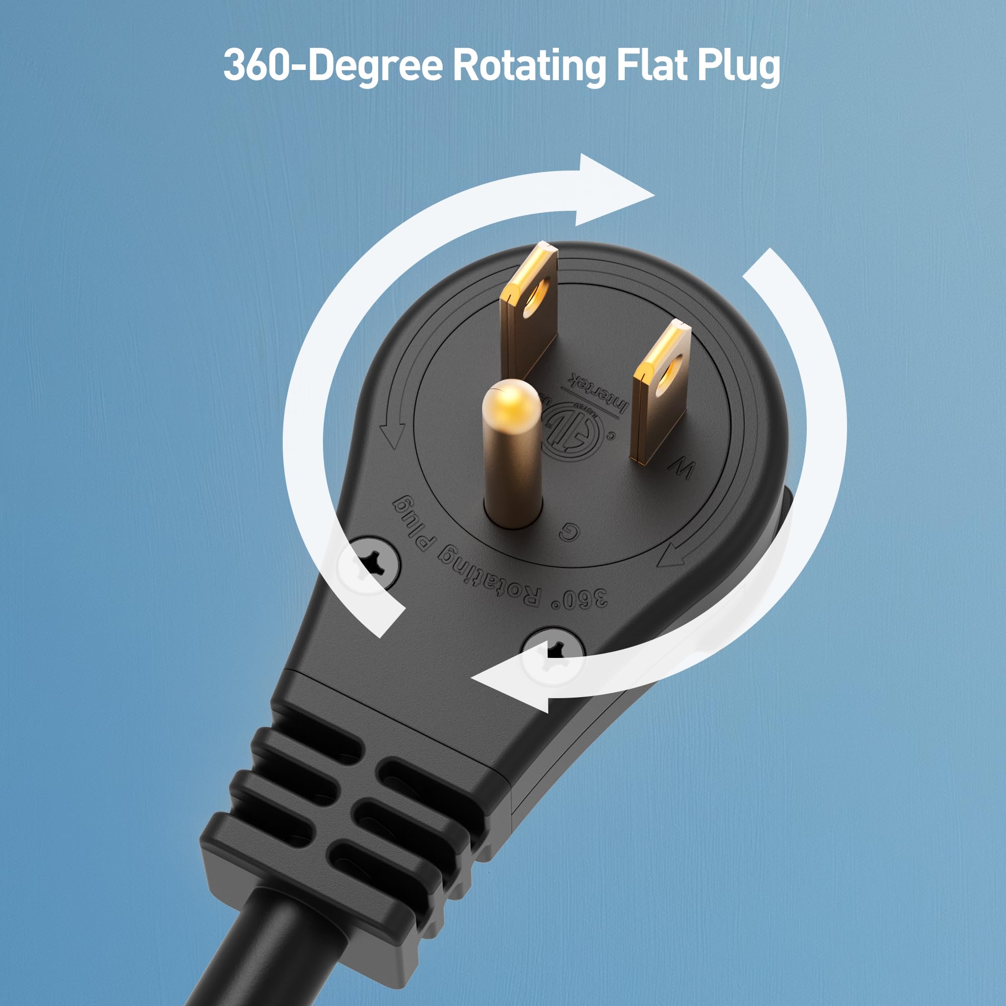 [ETL Listed] Cable Matters 2-Pack 3-Outlet Short Power Strip Extension Cord with 3 Prong Outlets and 360-Degree Rotating Plug in Black - 1ft 3