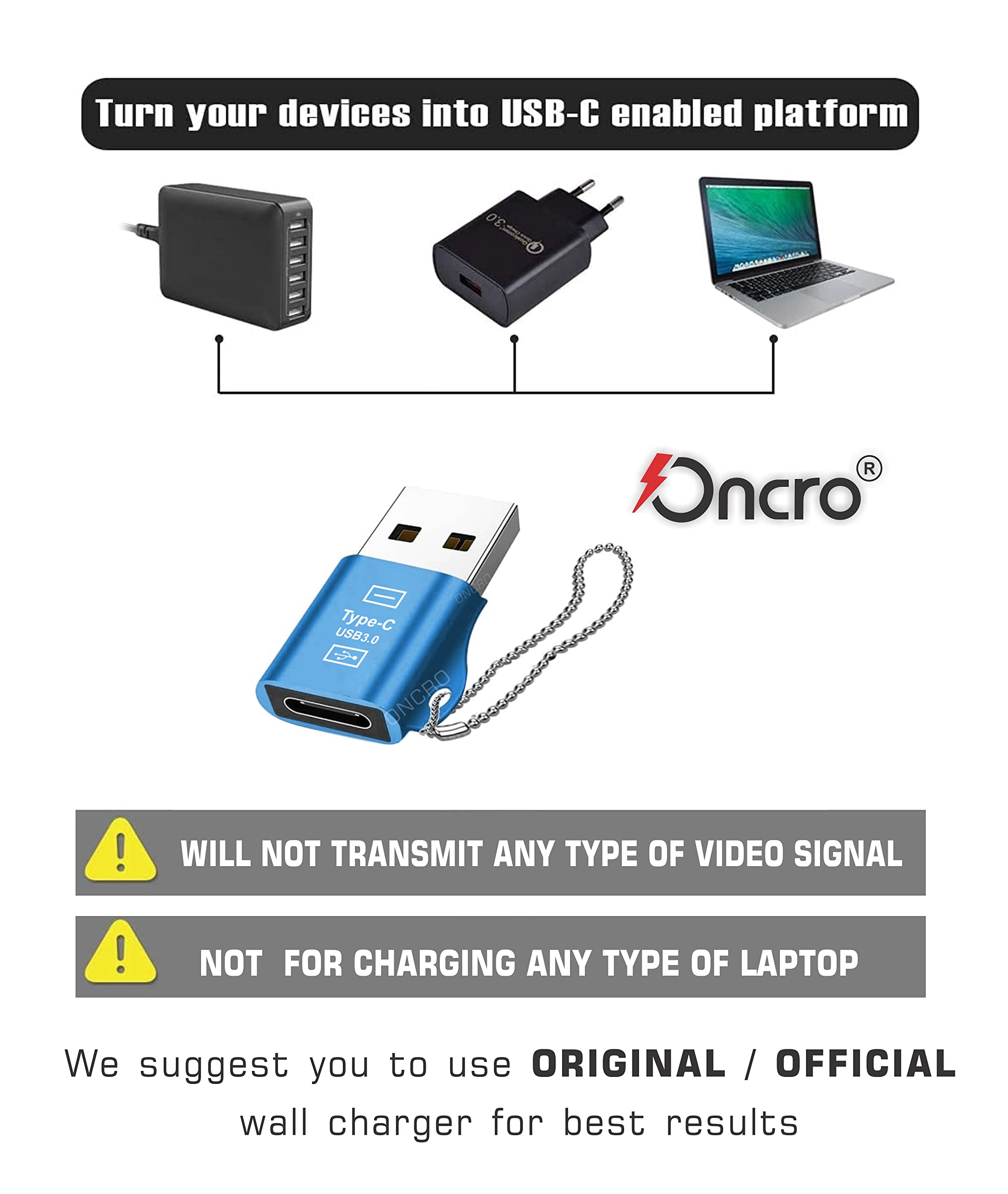 ONCRO® Chain USB 3.0 to Female Type c Adapter USB to Type c Connector Converter Adaptor OTG dongle Plug for i-Phone 11 12 13 Mini pro max, Samsung flip fold 3 Galaxy Note 10 s20 s20+ Pixel oneplus 4