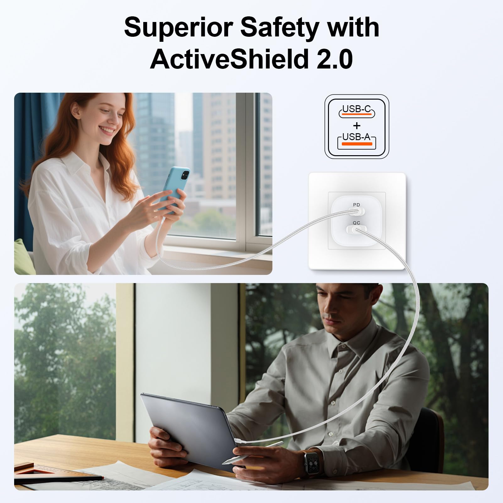 USB C Wall Charger Block,2 Pack Dual Port Power Adapter Fast Charger Cube [PD 20W USB-C & QC 3.0 USB-A Port] Compatible for iPhone 17 Pro Max 17 Air 16E 16 Pro Max Plus 15,Samsung Galaxy A17 A56 A36 5