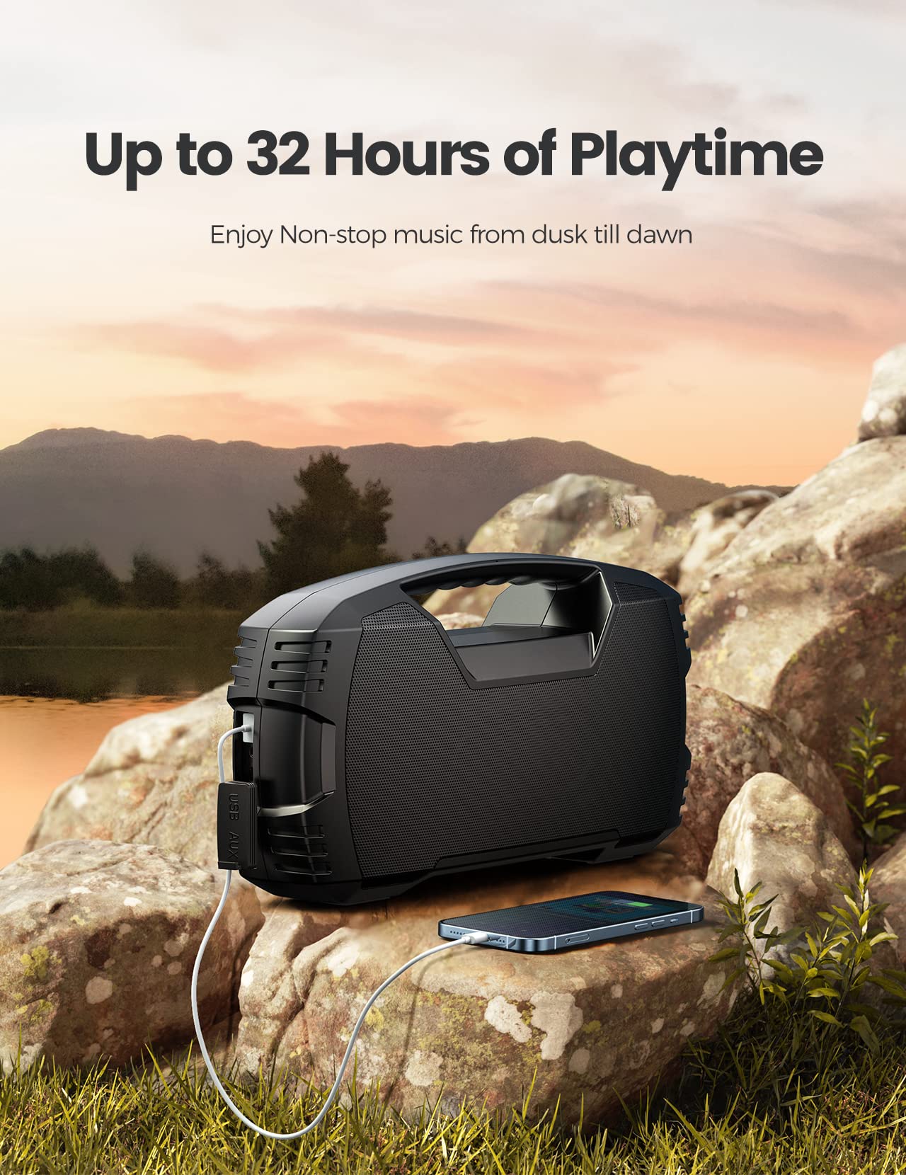 Portable Wireless Bluetooth Speaker, 40W Loud Sound IPX7 Waterproof Speaker, 32H Playtime, Rich Bass, Bluetooth 5.0, TWS Pairing, Built-in Mic, Outdoor Speaker for Home, Party, Pool, Beach-Red 4