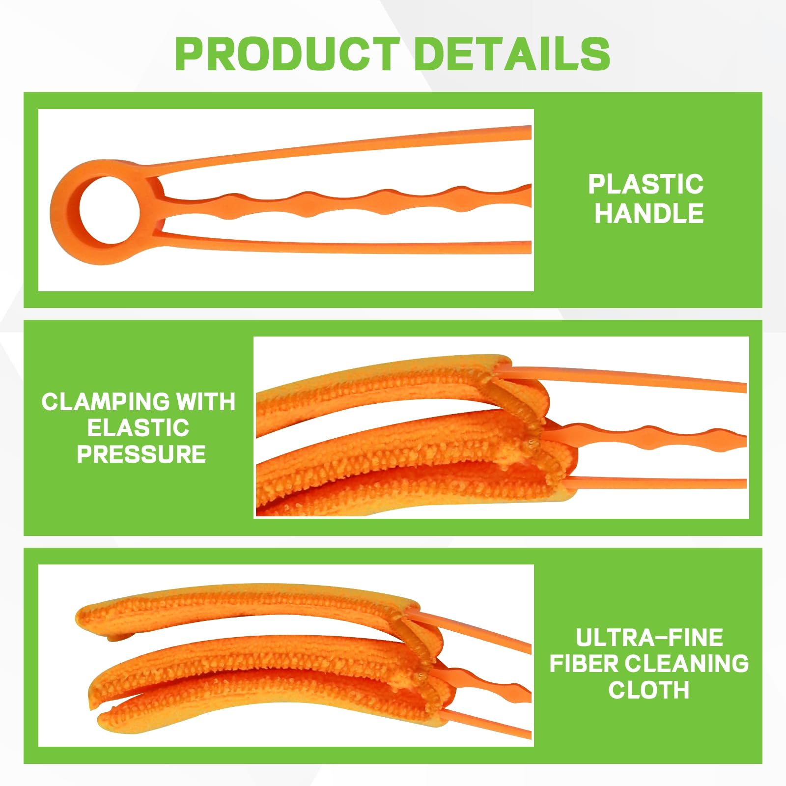 Hbxdeco 4PCS Blind Cleaner Duster Tool, Washable 7-Finger Window Venetian Blind Shutter Duster Brush, Hand-Held Automotive Cleaning Tool for Blinds, A/C Vent, Keyboard, Car Accessories (Orange) 5