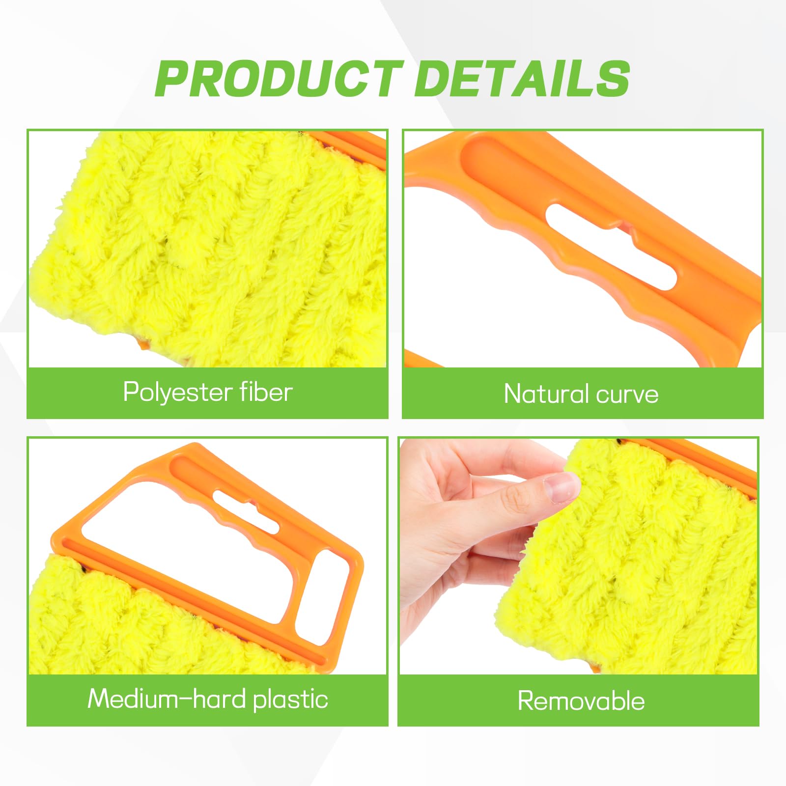 Hbxdeco 4PCS Blind Cleaner Duster Tool, Washable 7-Finger Window Venetian Blind Shutter Duster Brush, Hand-Held Automotive Cleaning Tool for Blinds, A/C Vent, Keyboard, Car Accessories (Orange) 4