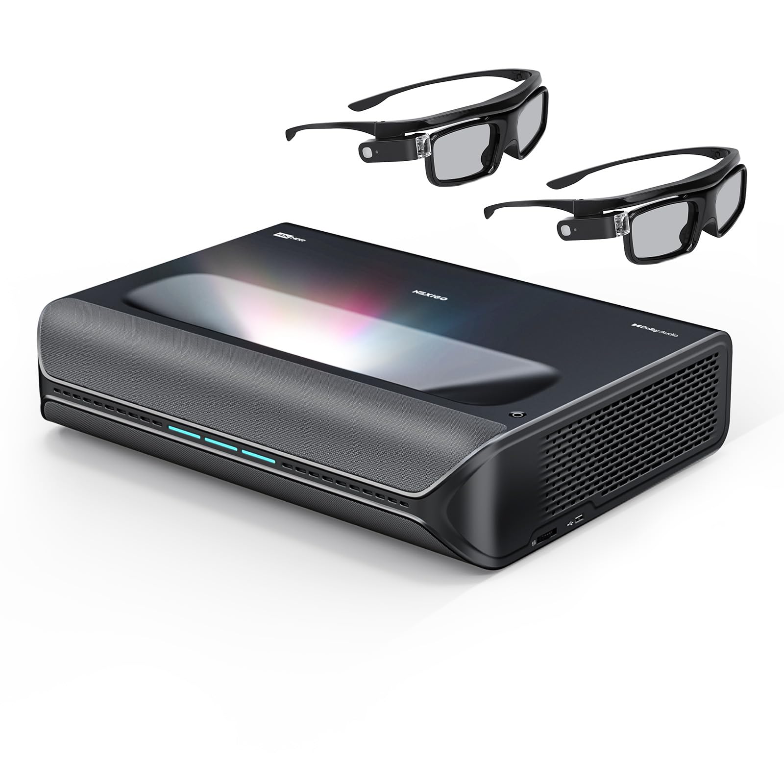 NexiGo Aurora Pro MKII Bundle, 4K Tri-Color Laser UST Projector, Scene Adapt Engine with Dynamic Iris & Laser Dimming, 0.21:1, Dolby Vision & Atoms, HDR10+, Active 3D, with DLP Link 3D Glasses(2 Pack) 1