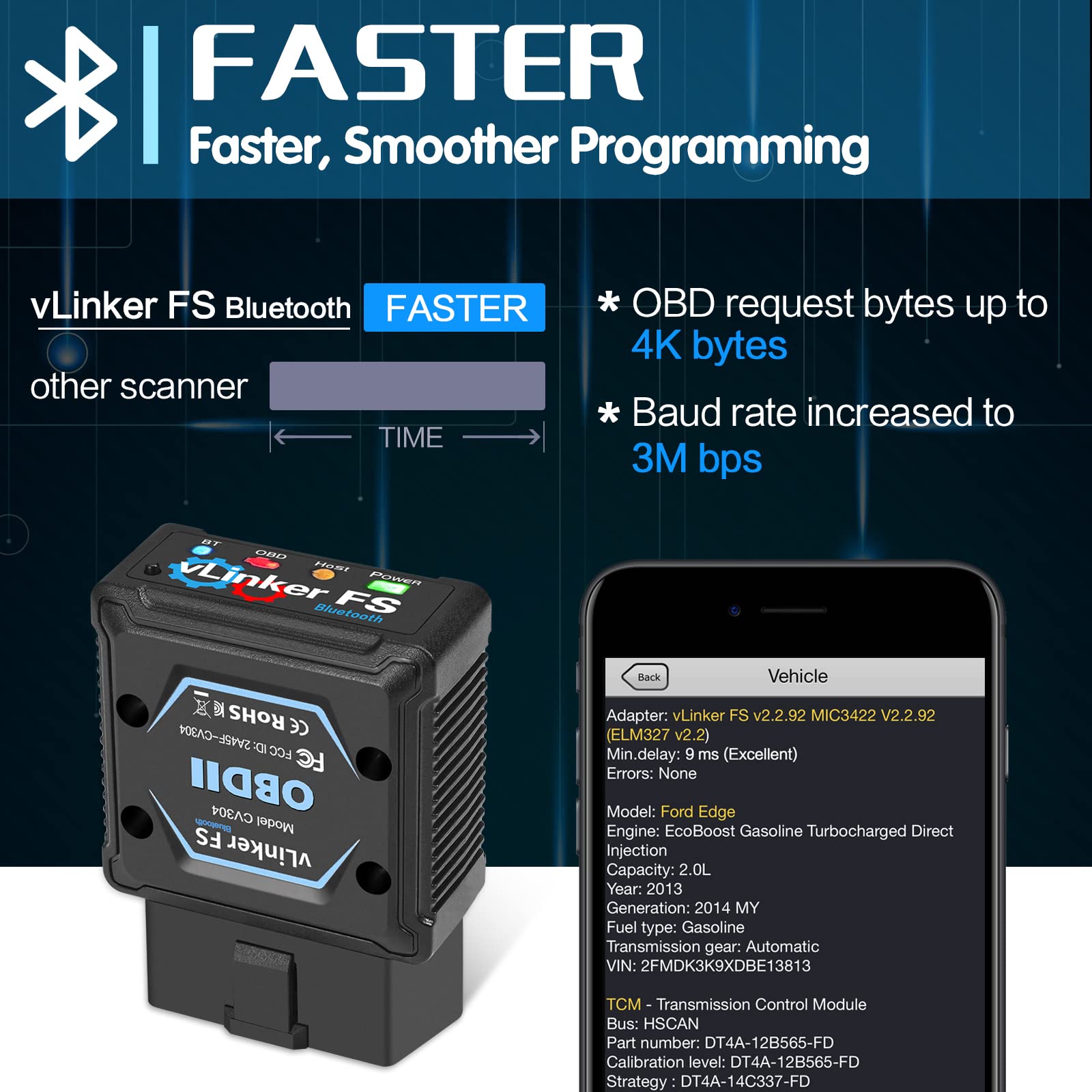 Vgate vLinker FS Bluetooth OBD2 Diagnostic Scan Tool, OBDII Car Code Reader for iOS, Android & Windows 2