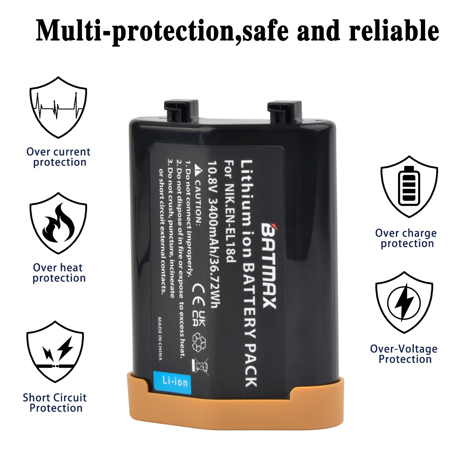 Batmax 3400mAh EN EL18d Battery for Nikon EN-EL18d Nikon D5, D6, Z9, D4, D4S Cameras 4