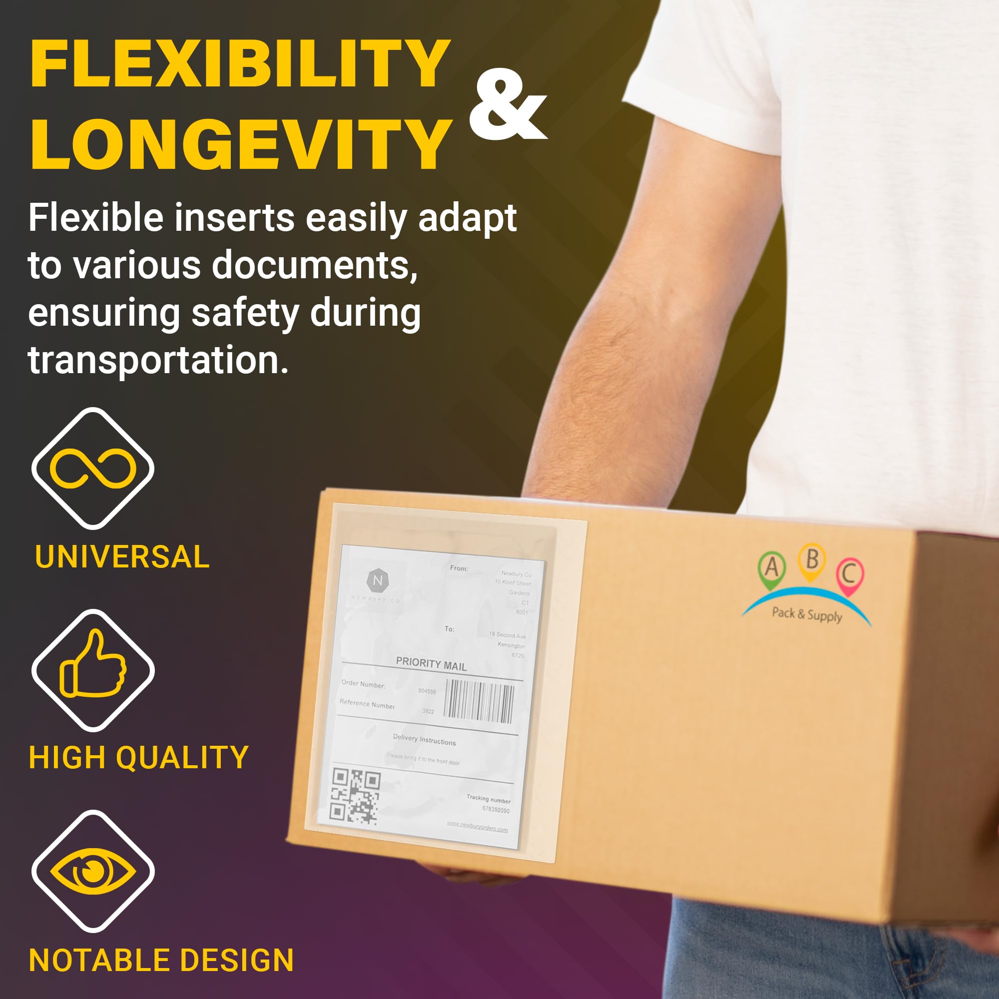 ABC Packing List Envelopes, 9.5 x 12 Inch. 500 Pack 2 Mil Polyethylene Clear Self Adhesive Shipping Label Sleeves. Plastic Shipping Label Pouches for Invoice and Efficient Order Management 5