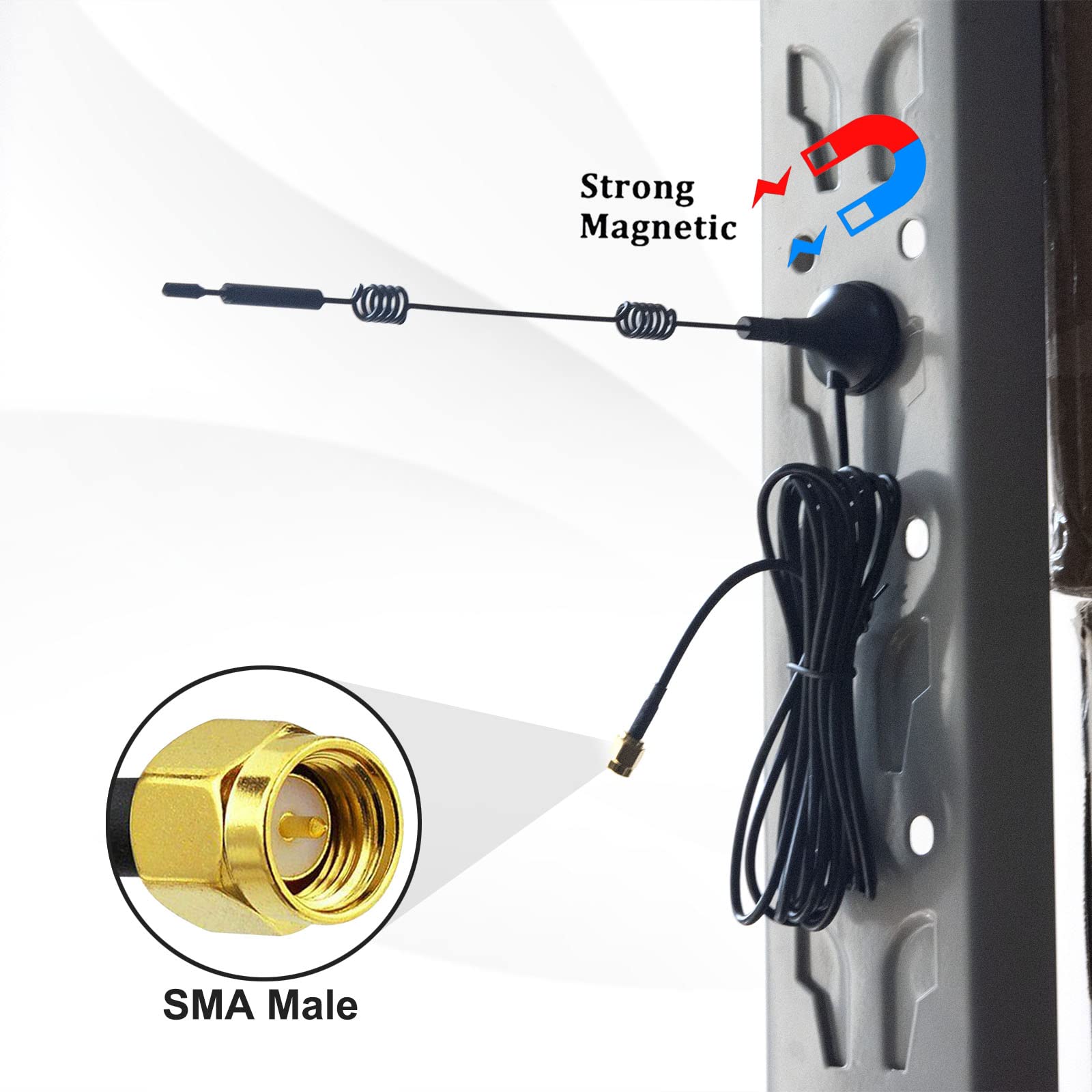 Dual Band WiFi Antenna 2.4GHz 5GHz 5.8GHz 9dBi Magnetic Base MIMO SMA Male Antenna for WiFi Router Wireless Router Gateway Network Card USB Adapter Security IP Camera Pack of 2 6