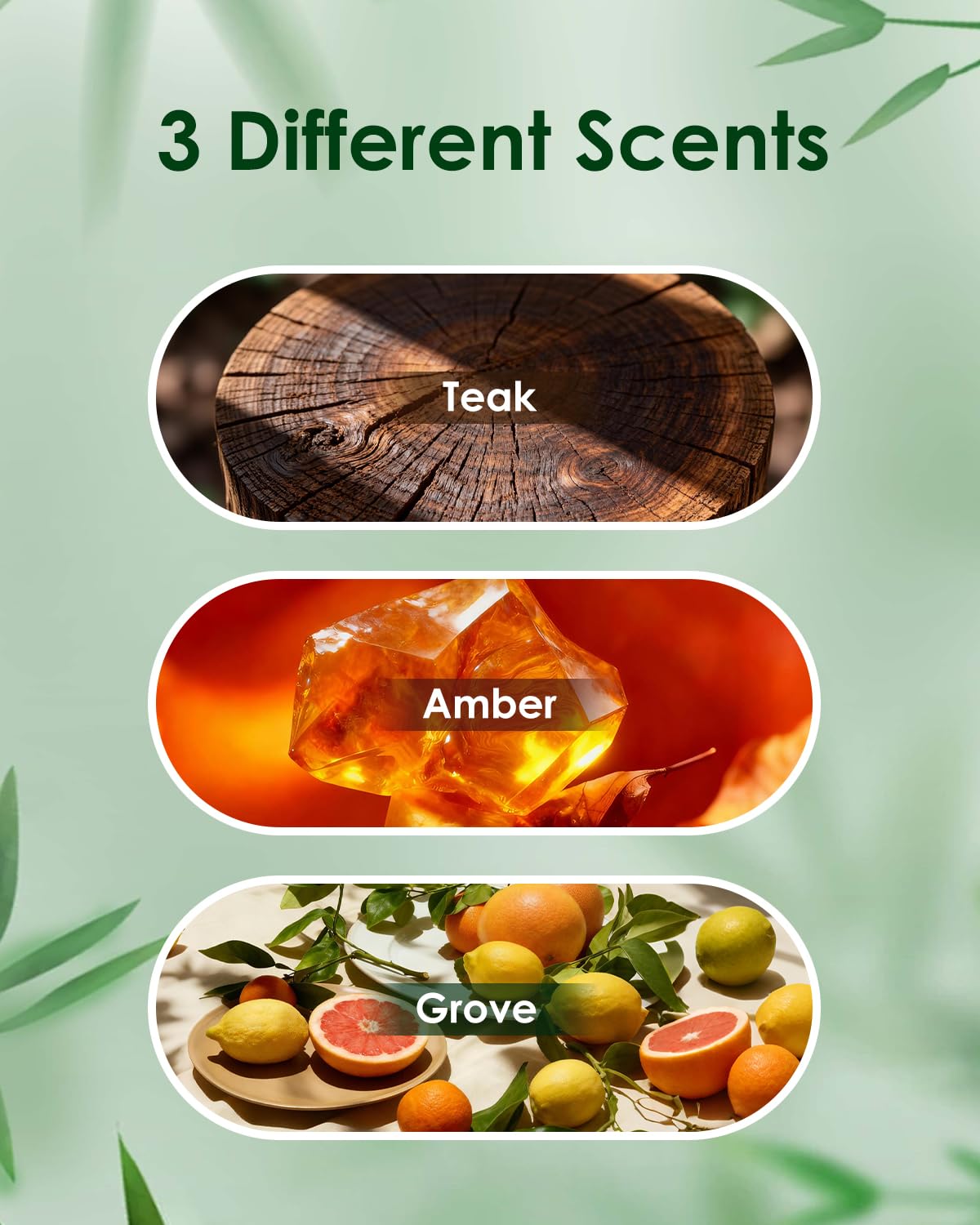 Car Air Freshener - Wood Air Freshener - Long Lasting Car Odor Eliminator for Visor Clip-Variety Scent Starter Kit, Vehicle Scent Diffuser Men&Women- Pack of 3 (Teak-Amber-Grove) 3