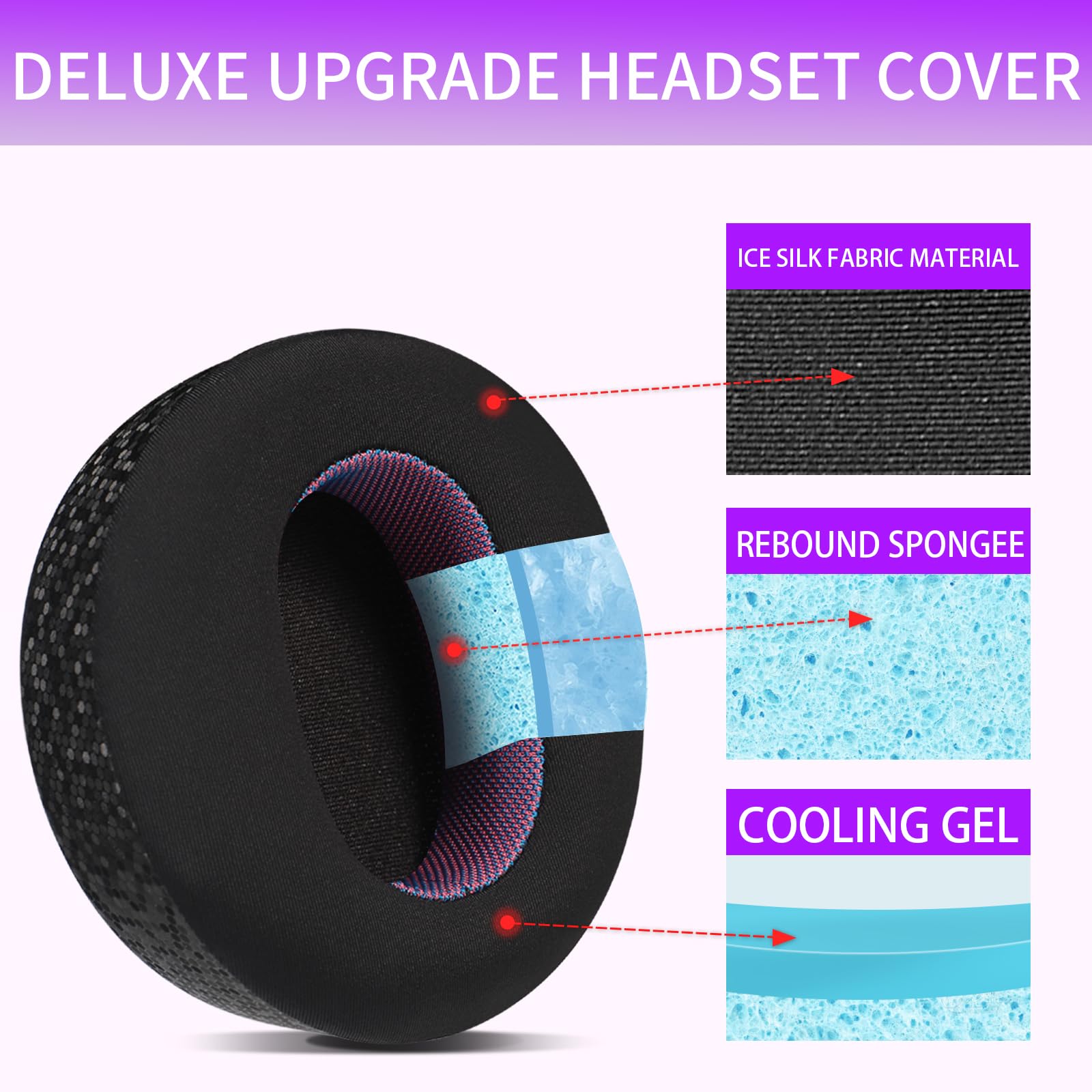 Jomwag Magic Ice Gel Replacement Earpads for Microsoft Surface 1/2, Comfortable and Durable Ear Pads 3