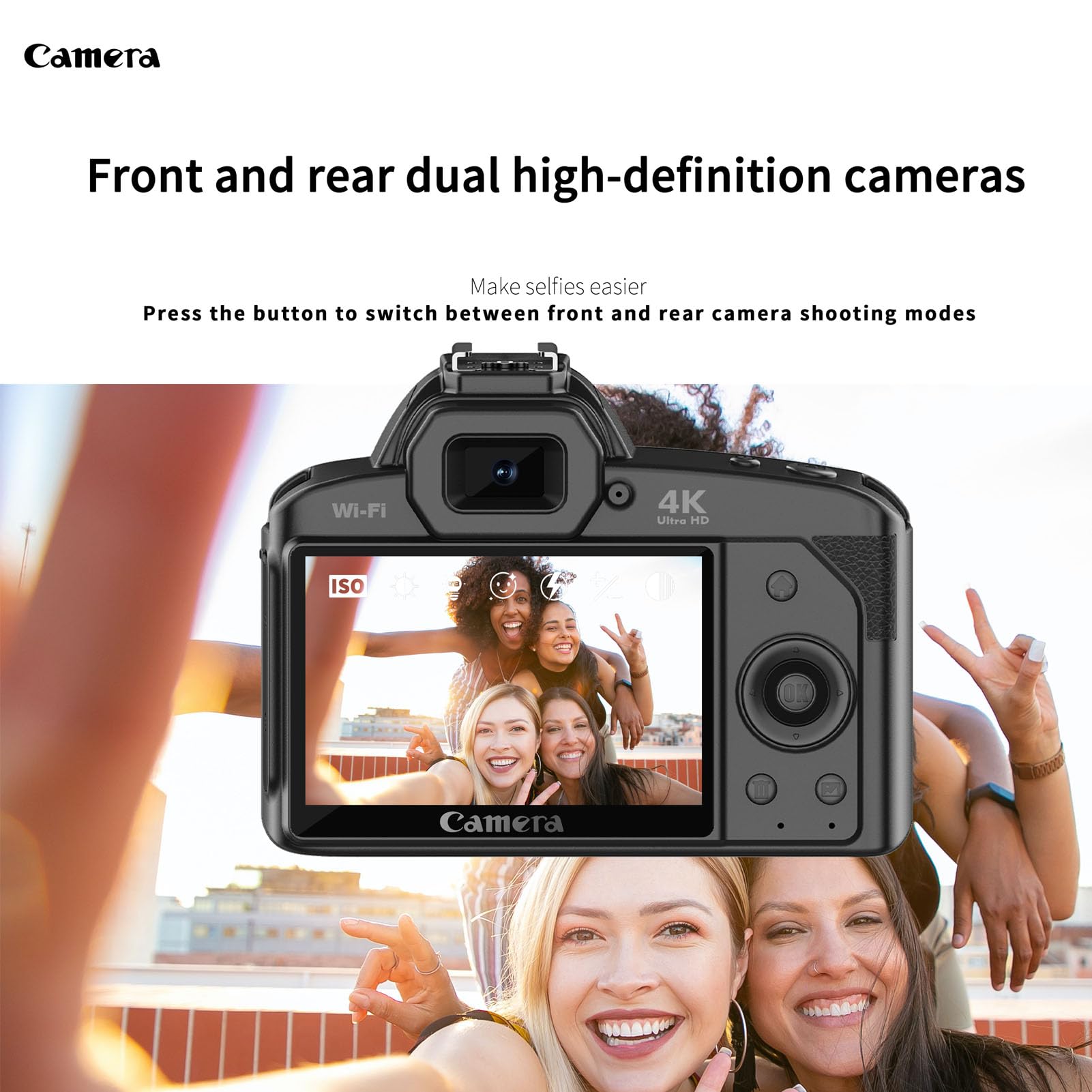 4K Video Camera Camcorder HD WiFi Vlogging Camera for YouTube 16x Digital Zoom Night Vision Camera Camcorders, Video Recorder Camera with Fill Light, Mic 6