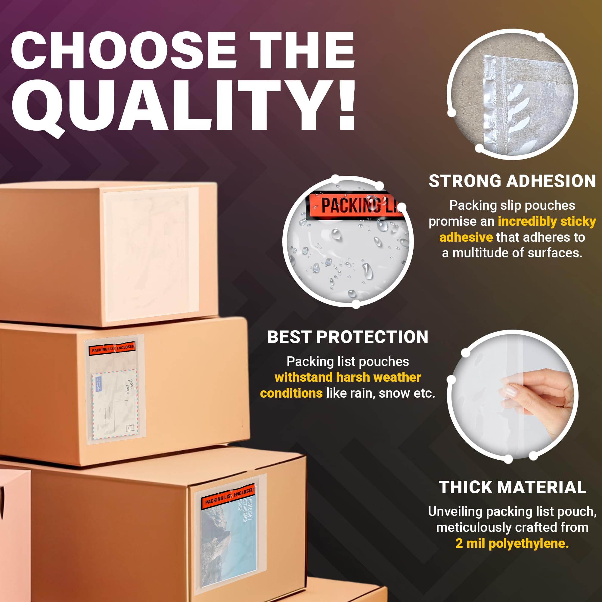 ABC Packing List Envelopes, 9.5 x 12 Inch. 500 Pack 2 Mil Polyethylene Clear Self Adhesive Shipping Label Sleeves. Plastic Shipping Label Pouches for Invoice and Efficient Order Management 4