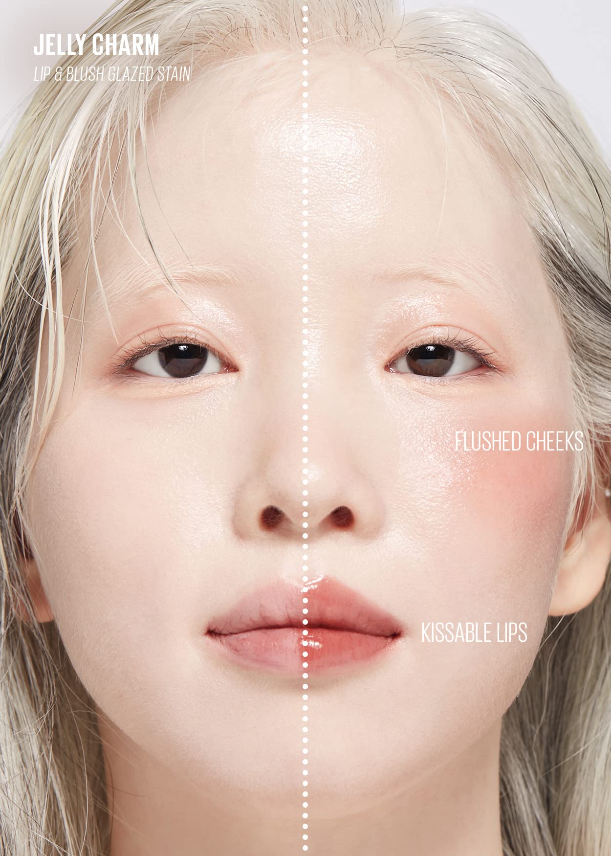 Kaja Lip & Blush Glazed Keychain Stain - Jelly Charm 05 Peach Fizz + Eye Bento Collection - Bouncy Eyeshadow Trio 17 Mauve Bouquet Bundle 6