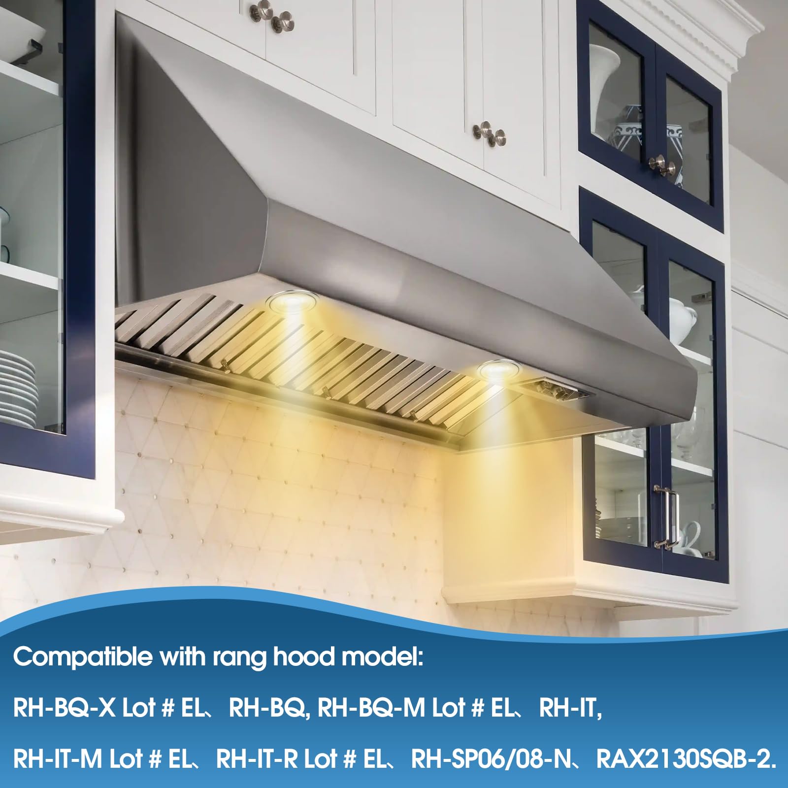 ON-E01-32 Range Hood Light Bulbs Replacement, 12V DC 3W Cooker Hood LED Light Bulbs, Energy Efficient, Long Lifespan, Heat-Resistant Aluminum for Better Heat Dissipation, 3000K Warm Yellow, 2-Pack 4