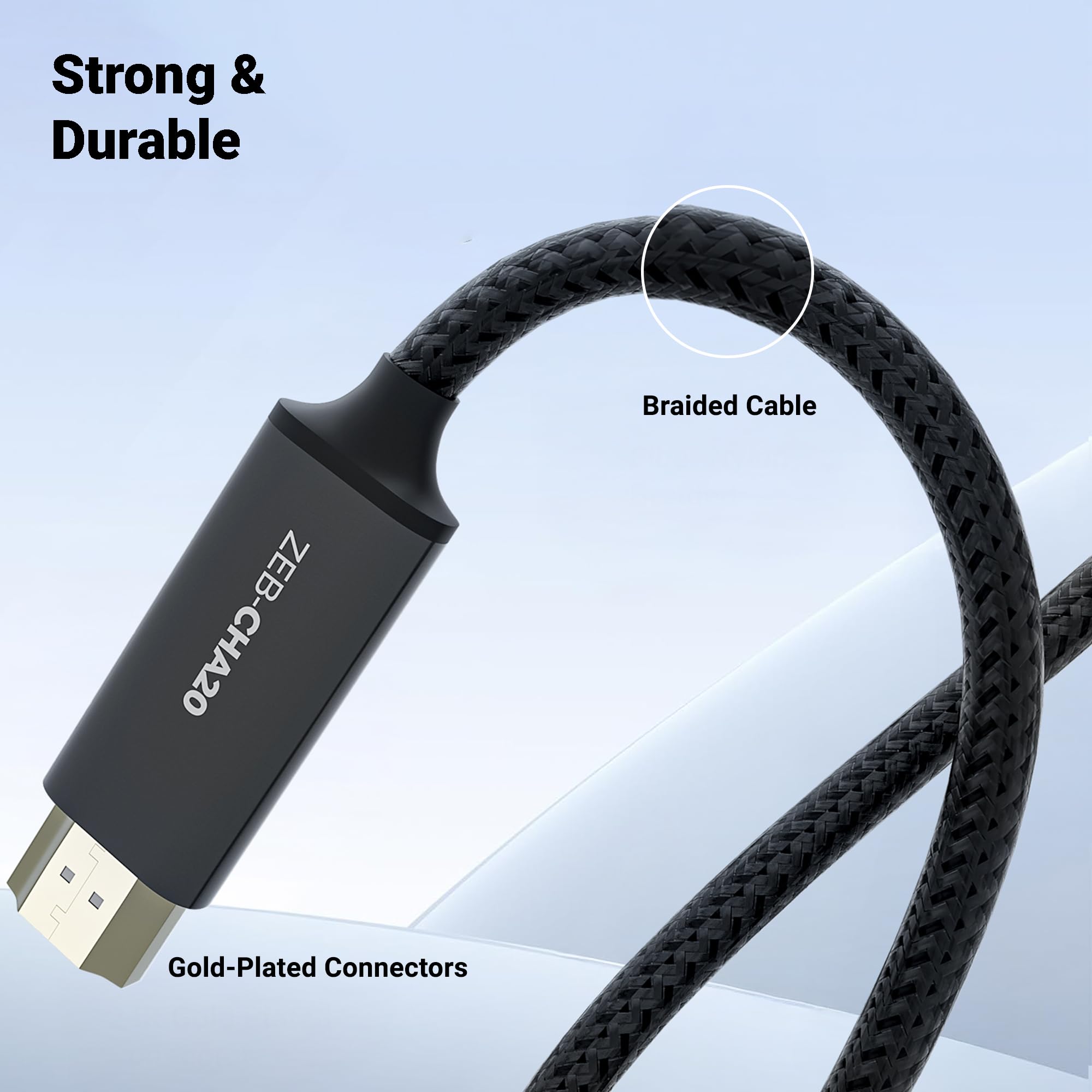 Zebronics Type C to HDMI Cable, 4K @ 60Hz | 1080p @ 240Hz, 18Gbps Data Transfer, 3D Compatible, 1M (3.2ft) Braided Cable, for Laptop, Mobile, iPad Pro, MacBook, Chromebook, TV (CHA20) 6