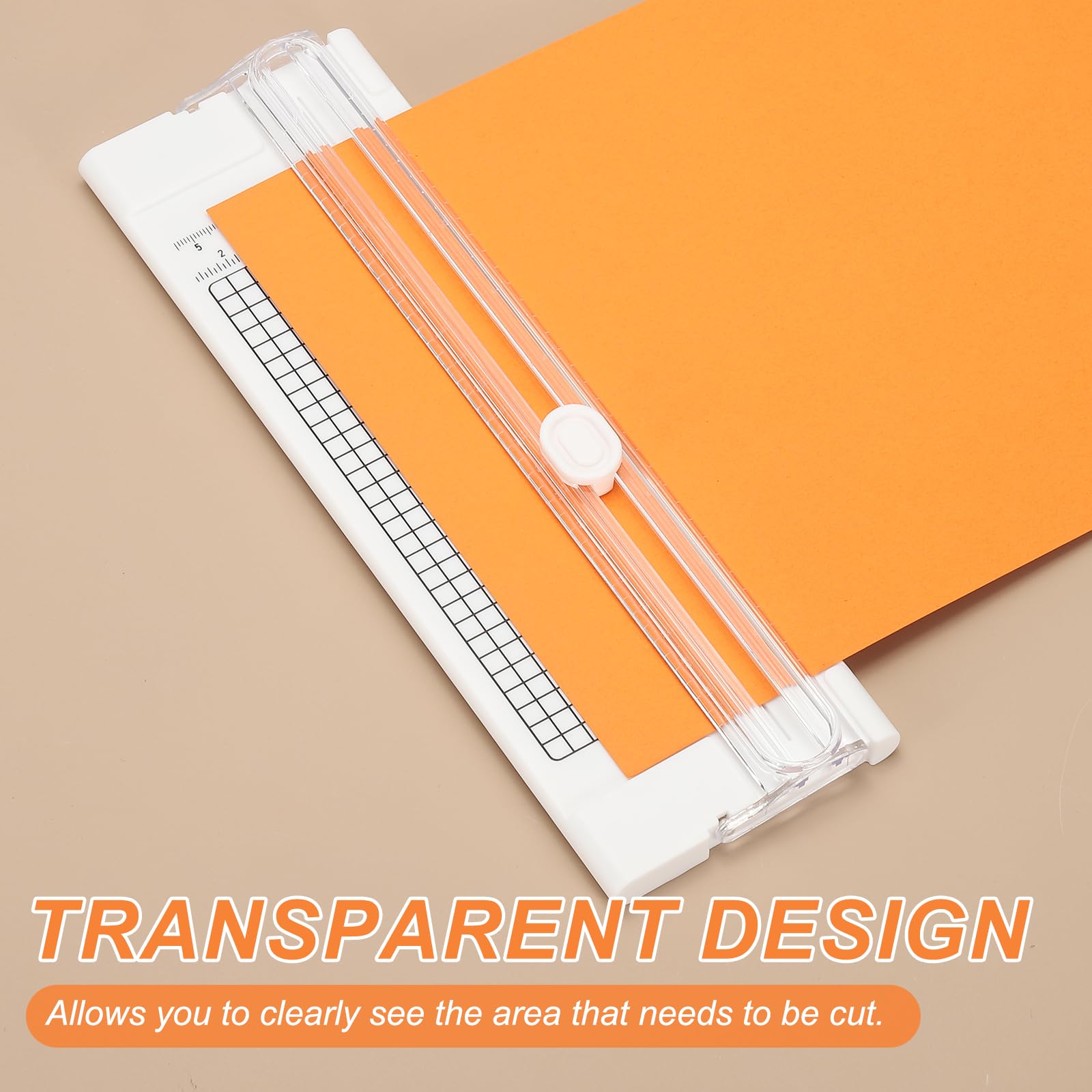 PATIKIL Paper Cutter Trimmer, A4 Straight Small Portable Paper Slide Paper Slicer with Safe-Guard for Craft Cardstock Label Card, Scrapbook Photo, White, with 3 Blade 5