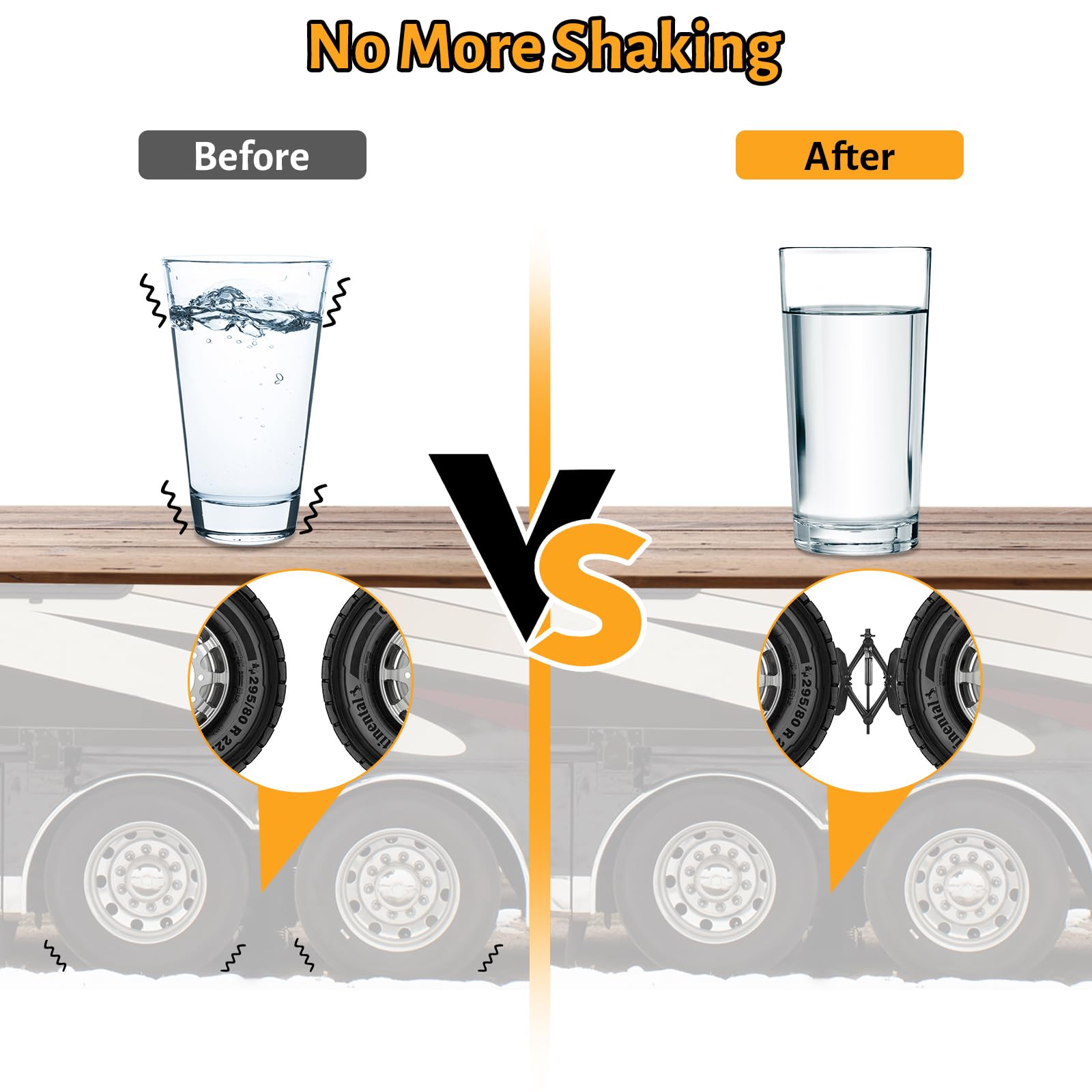 Camper Wheel Chock Stabilizer, 2 Sets for RV Travel Trailer, With 8 Reflective Strips, Heavy Duty X-Shaped RV Stabilizer Wheel Chock Anti-Move Tire Wheel Chock 4