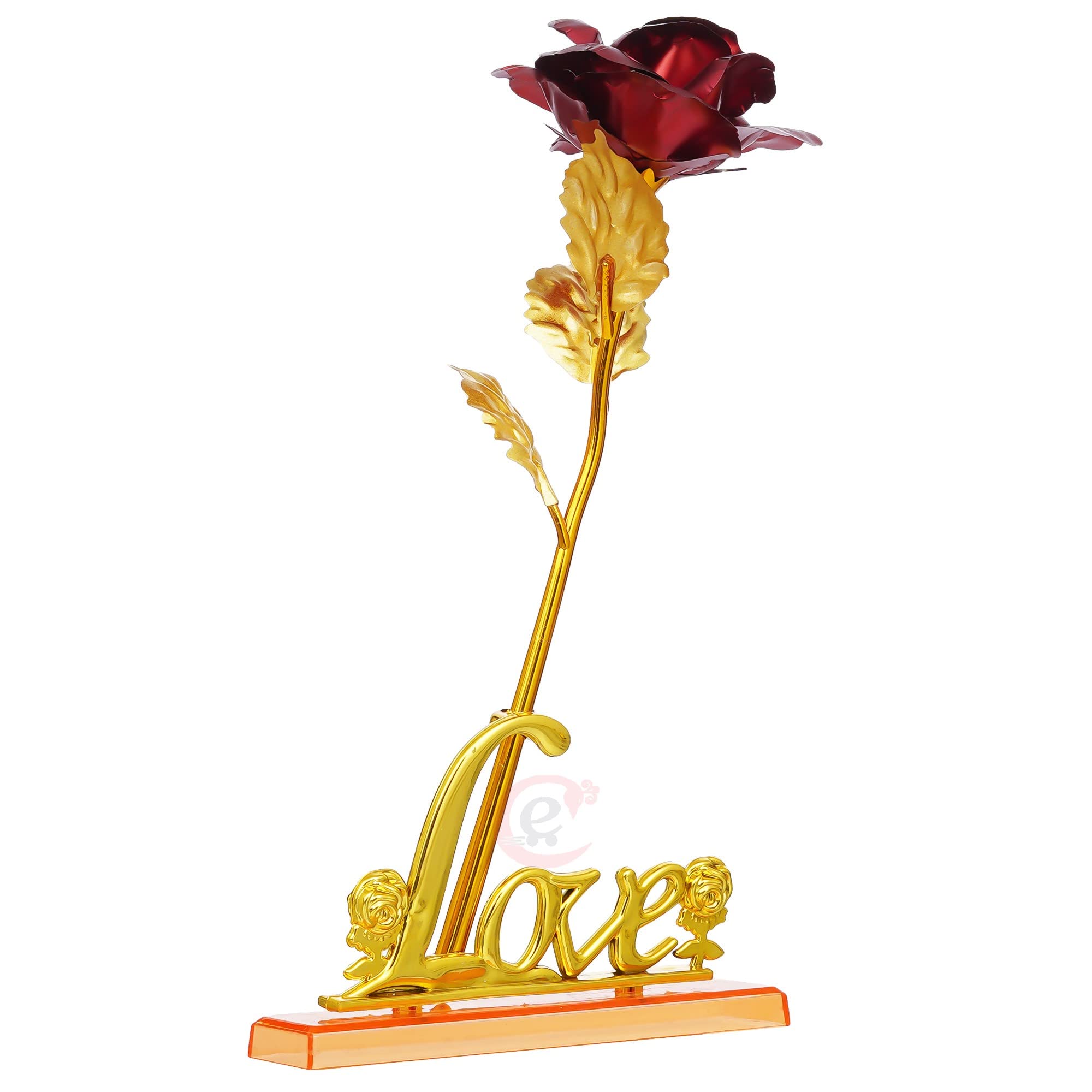 eCraftIndia Love Golden Red Rose Table Decor Valentine Gift Set Showpiece 6
