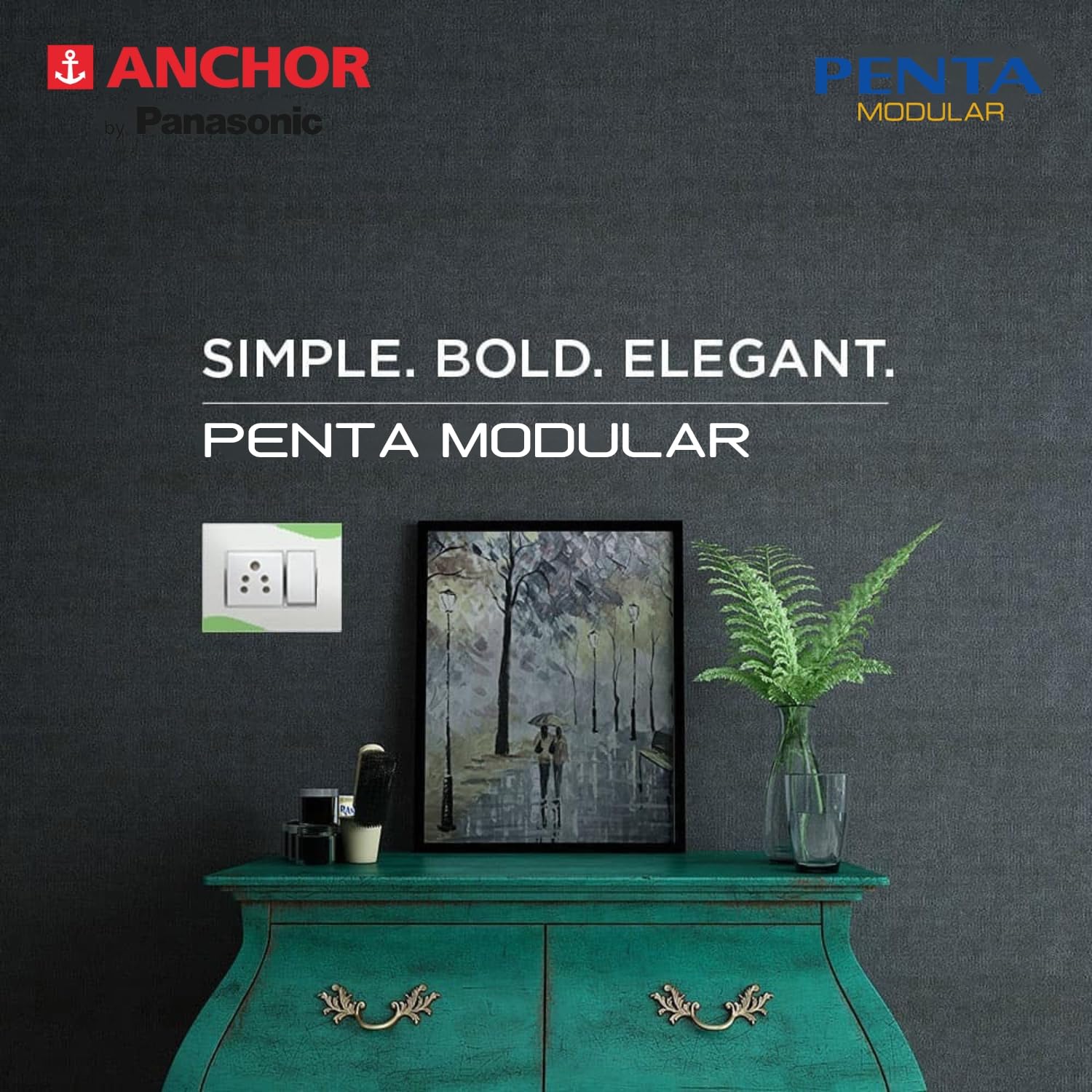 Anchor by Panasonic Penta Modular 6AX Two Way Switch, 1 Module 2 Way Switch (Black, 65002B) 5