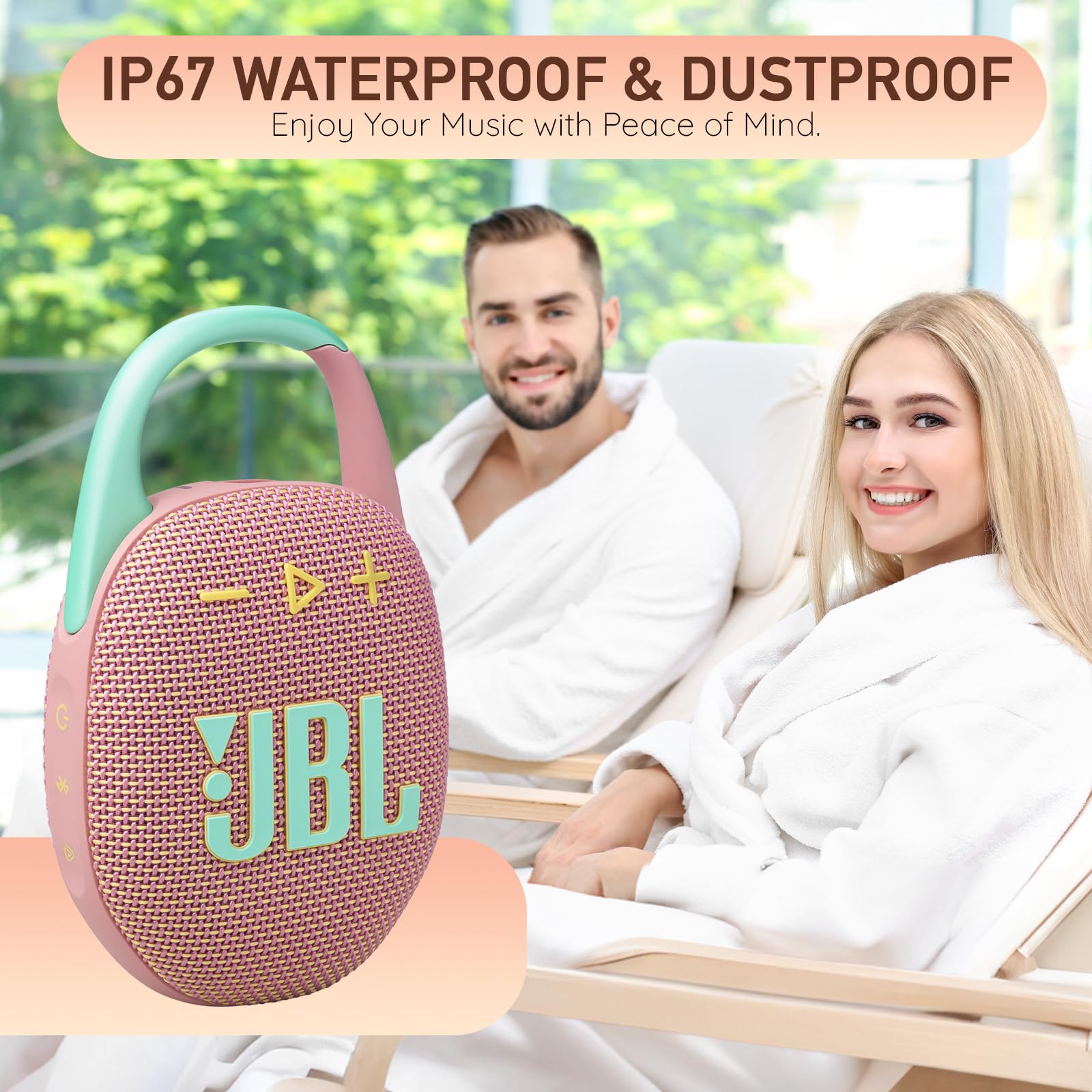 JBL Clip 5 Portable Bluetooth Speaker, IP67 Waterproof & Dustproof, Long-Lasting Battery - Black - Boomph's Comprehensive Ultimate Performance Cloth Solution for Your On-The-Go Sound Experience 4