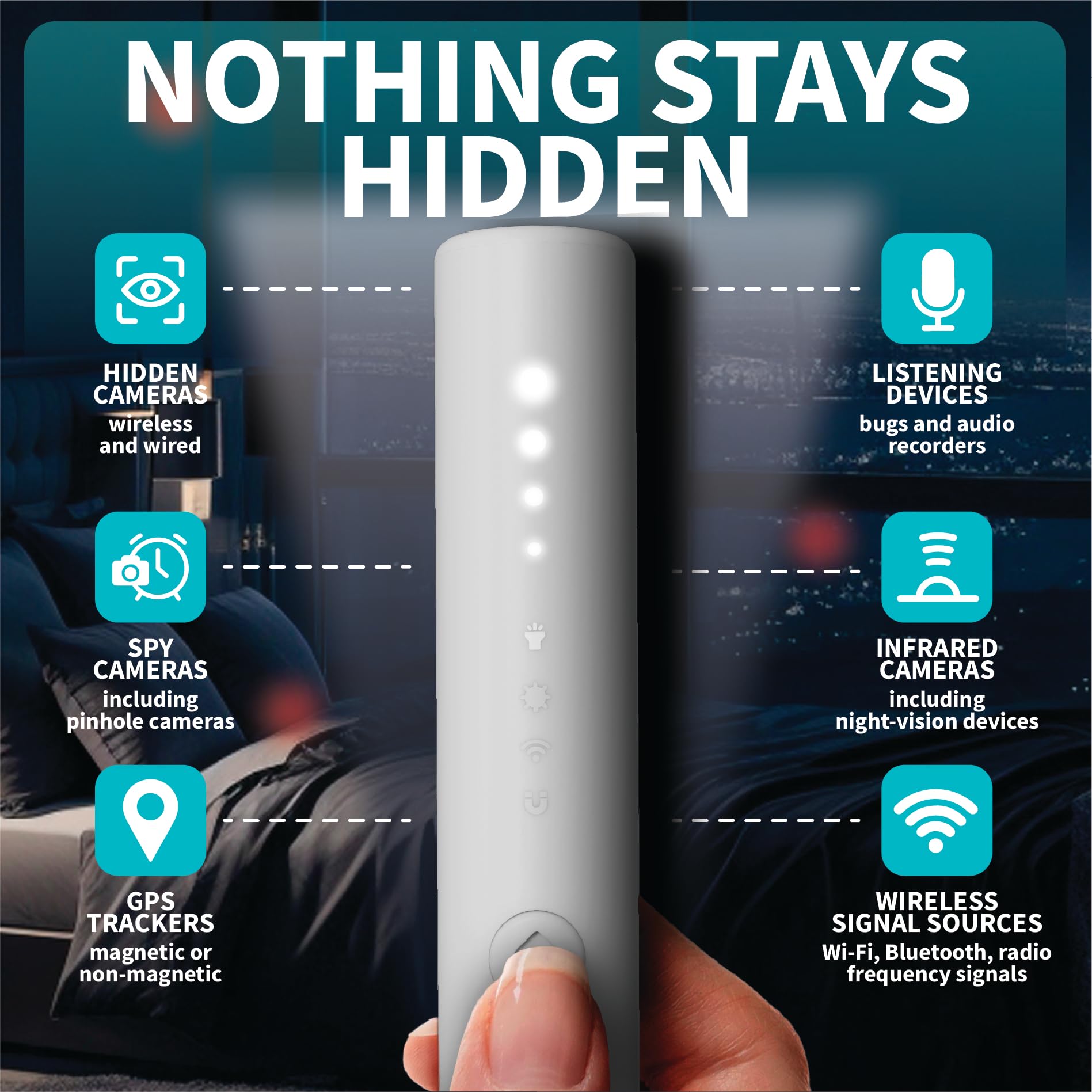 TensaOne Hidden Camera Detectors – Small Anti Spy Audio Video GPS Tracker RF Detector for Wireless Cameras and Cars Tracking Device - Mini Travel Pen for Finding Spying Voice Recorder Bug Devices 3