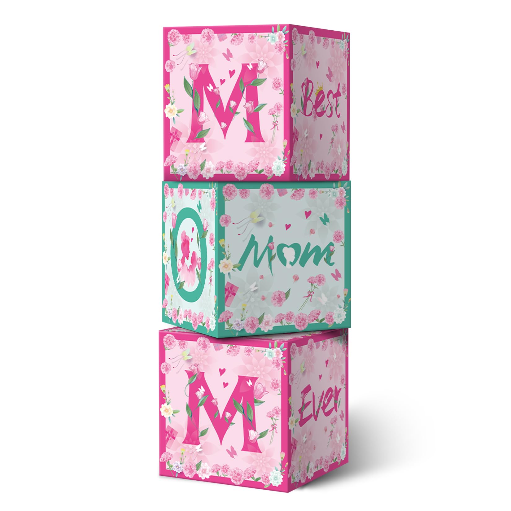 ZEYGC Happy Mother's Day Box Decorations, Mom Box Pink Green Medium Balloon Boxes Mother's Day Decor Party Supply 1