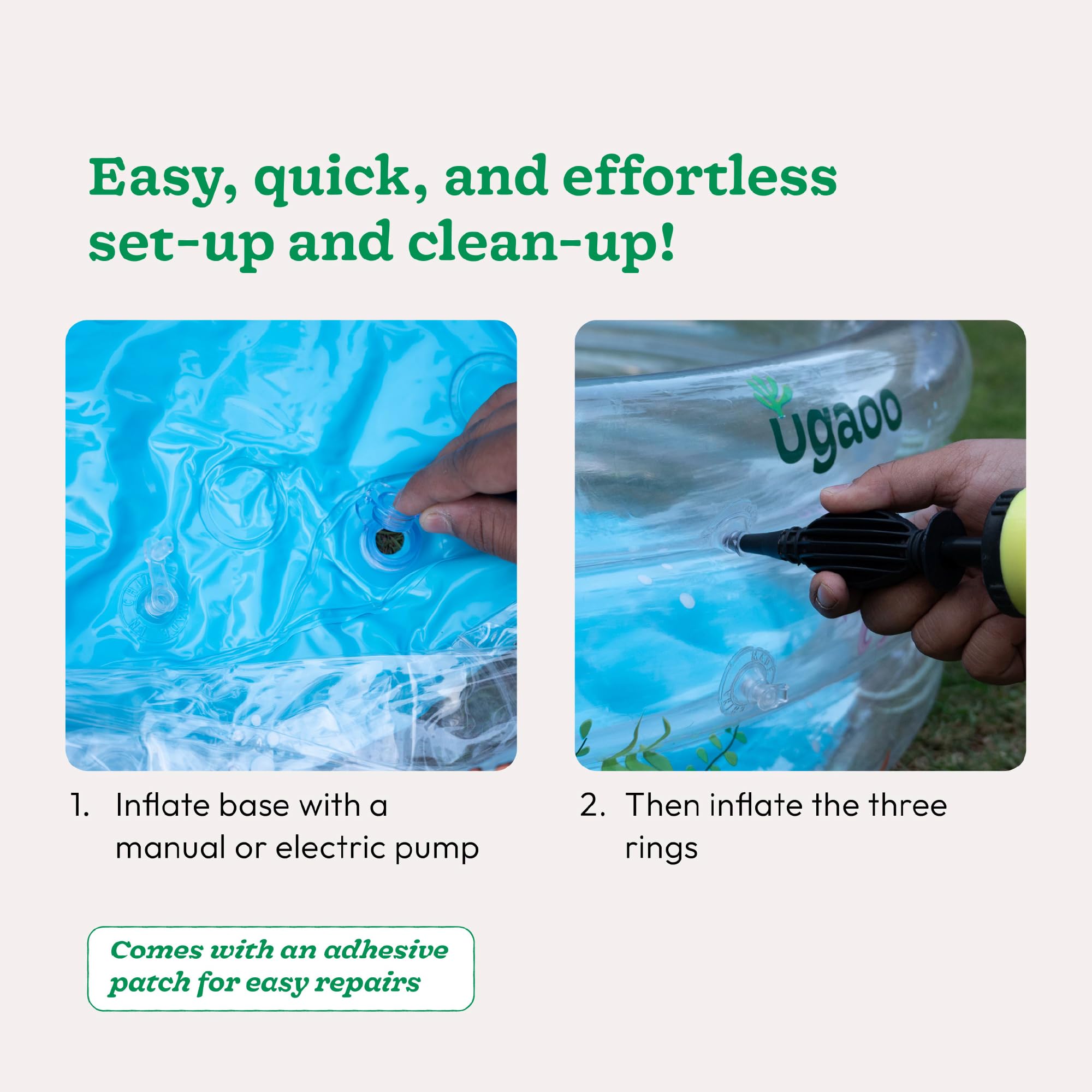 Ugaoo Swimming Pool for Kids 3-4 Years | 3 feet Round 3-Ring Pool with Dual-Layer Inflatable Bottom | 7P Phthalate-Free PVC | Strong, Comfy & Easy to Use | for Balcony & Garden Play 6