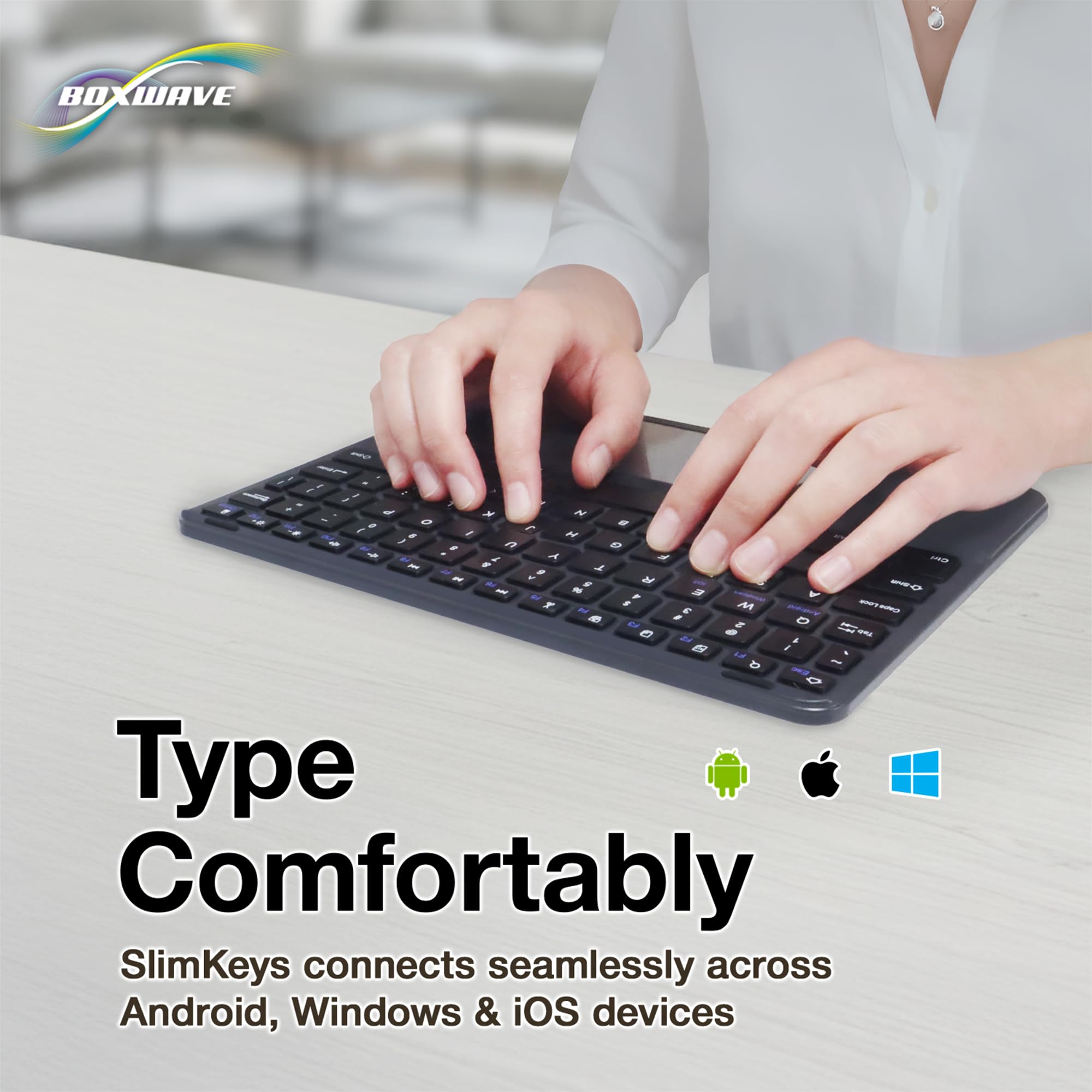 BoxWave Keyboard Compatible with Xiaomi Redmi Pad Pro 5G - SlimKeys Bluetooth Keyboard with Trackpad, Portable Slim TouchPad - Jet Black 5