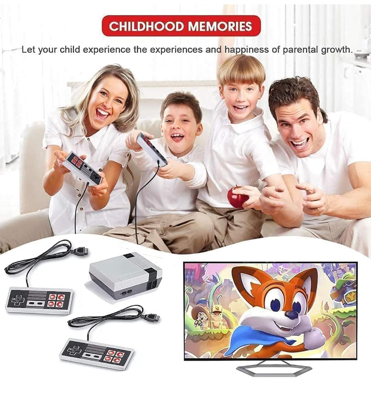 GameNext Retro Game Console,Classic Mini Handheld Video Game Console Built-in 620 Classic Edition Games, AV Output and Dual Game Controllers 6