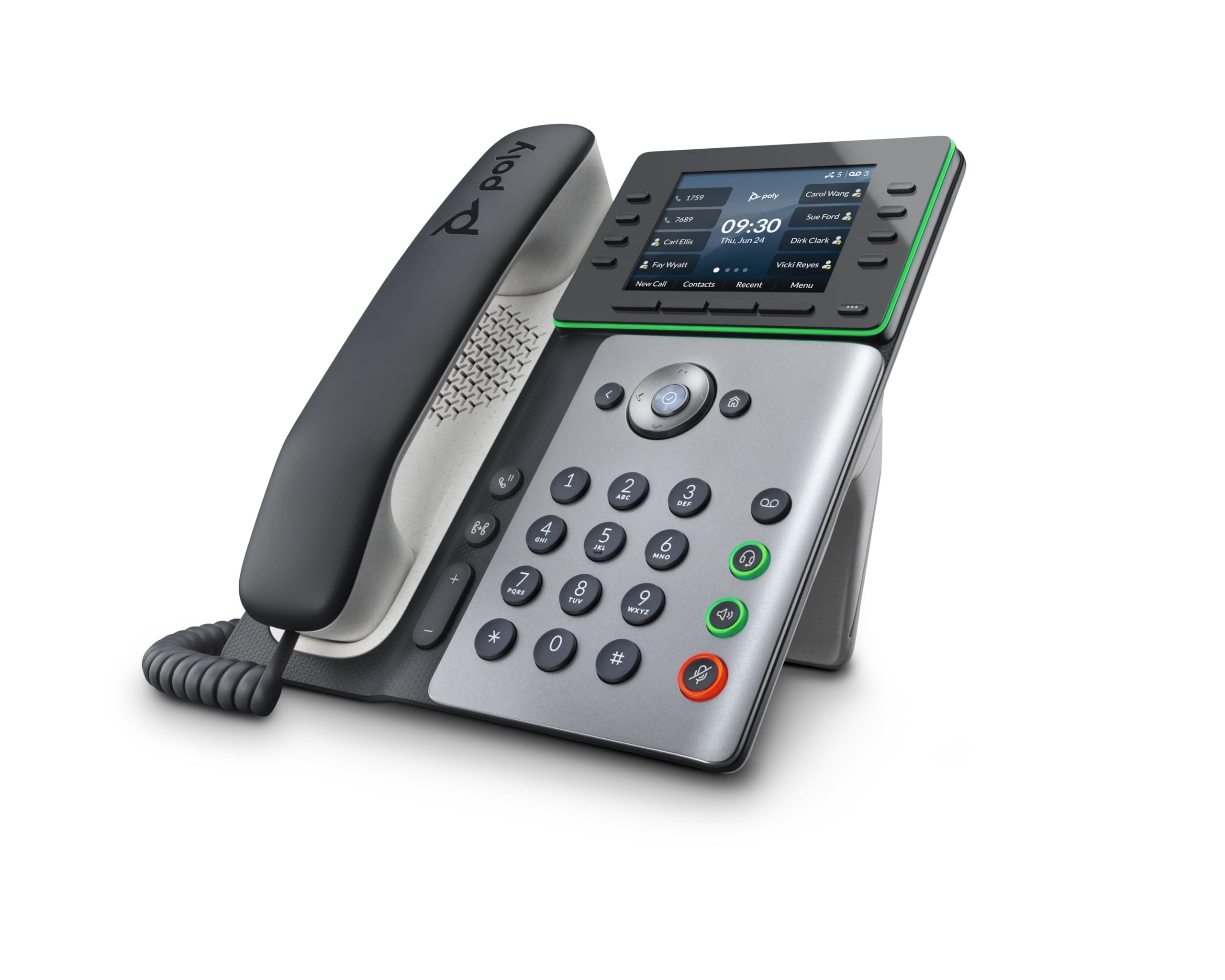Poly Edge E300 IP Phone - Corded - Corded - Desktop, Wall Mountable - Black - VoIP - 2 x Network (RJ-45) - PoE Ports 2