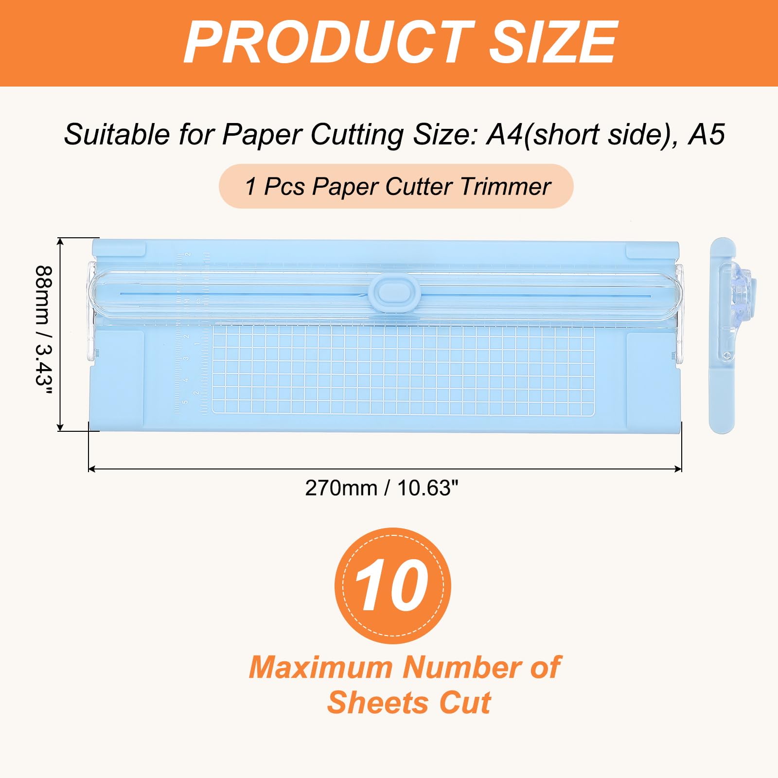 PATIKIL Paper Cutter Trimmer, A4 Straight Small Portable Paper Slide Paper Slicer with Safe-Guard for Craft Cardstock Label Card, Scrapbook Photo, Blue 3