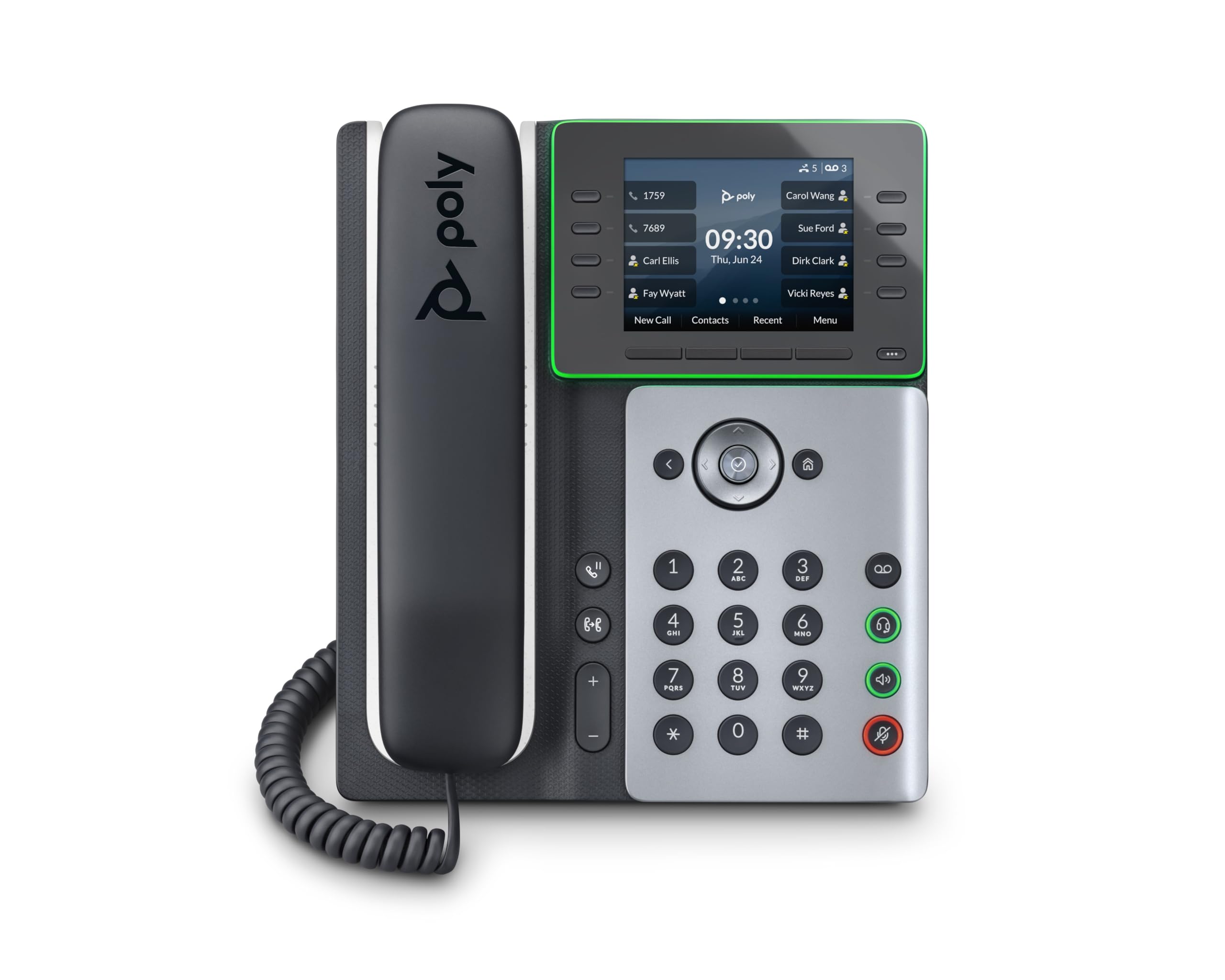 Poly Edge E300 IP Phone - Corded - Corded - Desktop, Wall Mountable - Black - VoIP - 2 x Network (RJ-45) - PoE Ports 1