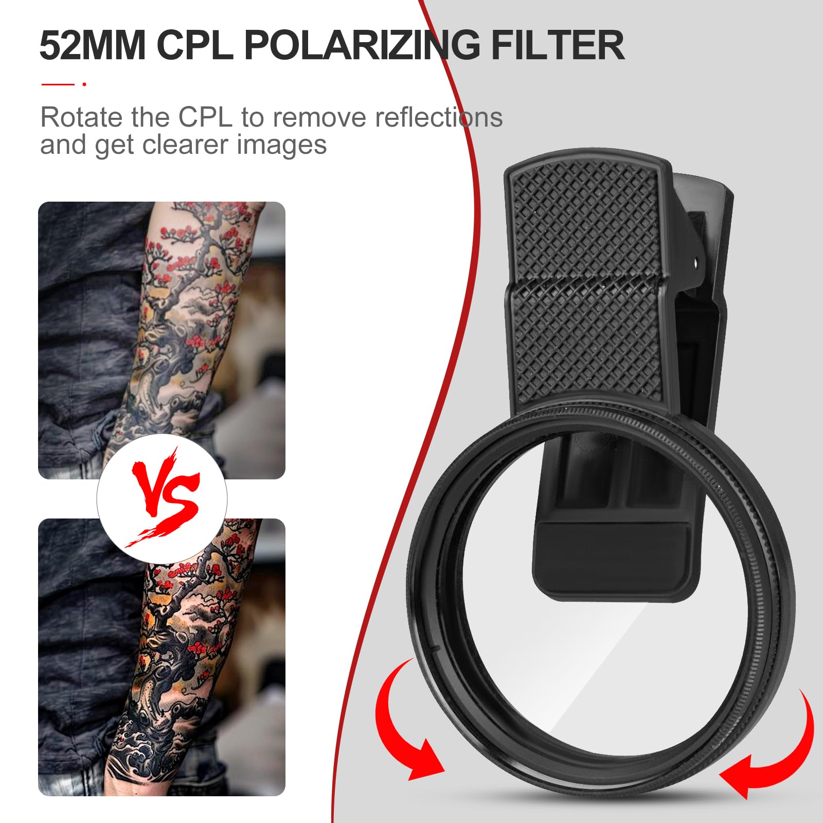 Tattoo Light Kit with 120LED and CPL Filter Lens, Polarized Light for Tattoo, Tattoo Equipment & Supplies, Compatible with iPhone, Tattoo Lighting Lamp Food Photography Remove Glare 6