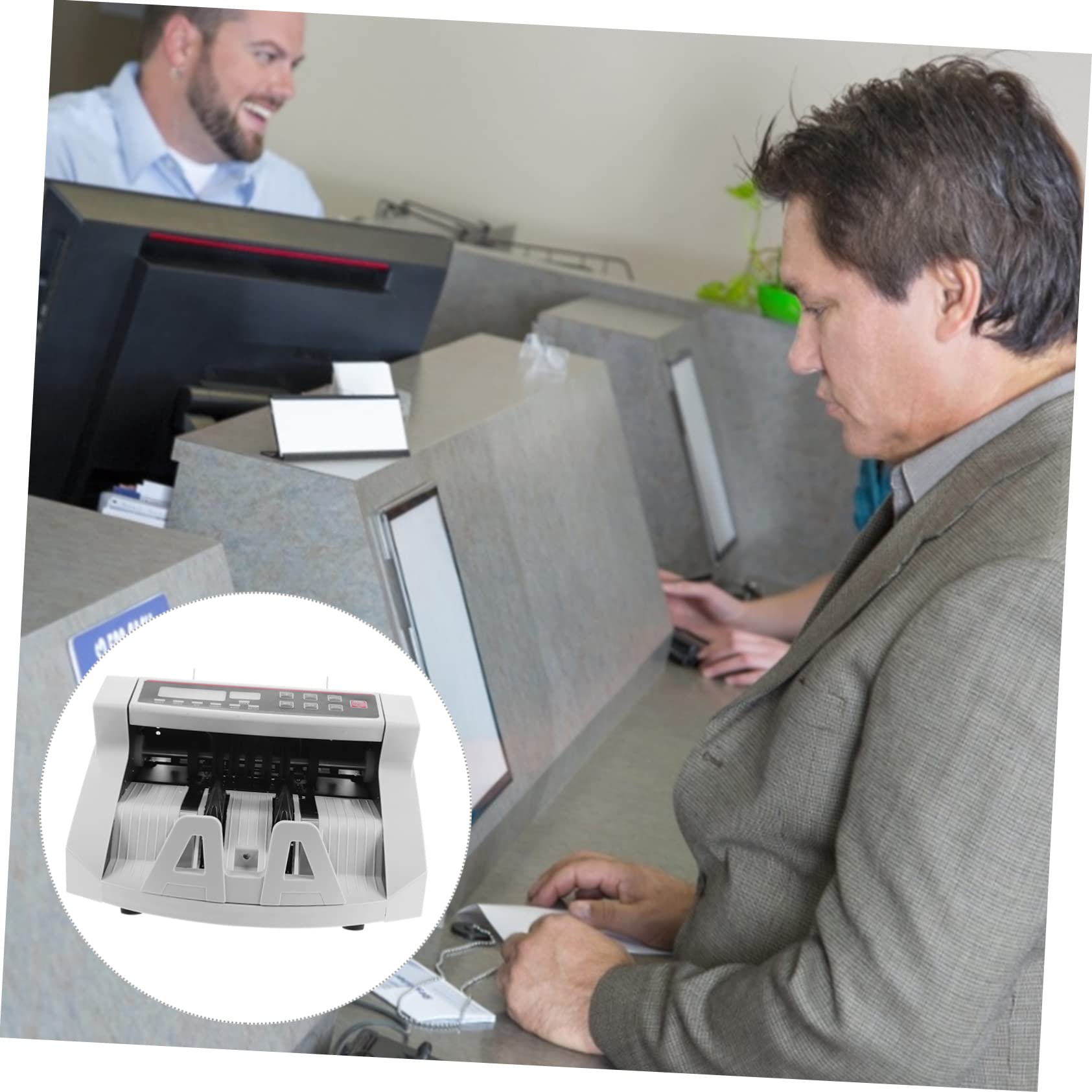 AUTSUPPL Money Counter Cash Register Currency Detector Money Counting Machine Money Value Counter and Sorter Bill Counter Counterfeit Detector Money Detector Bank Checker White Plastic 5