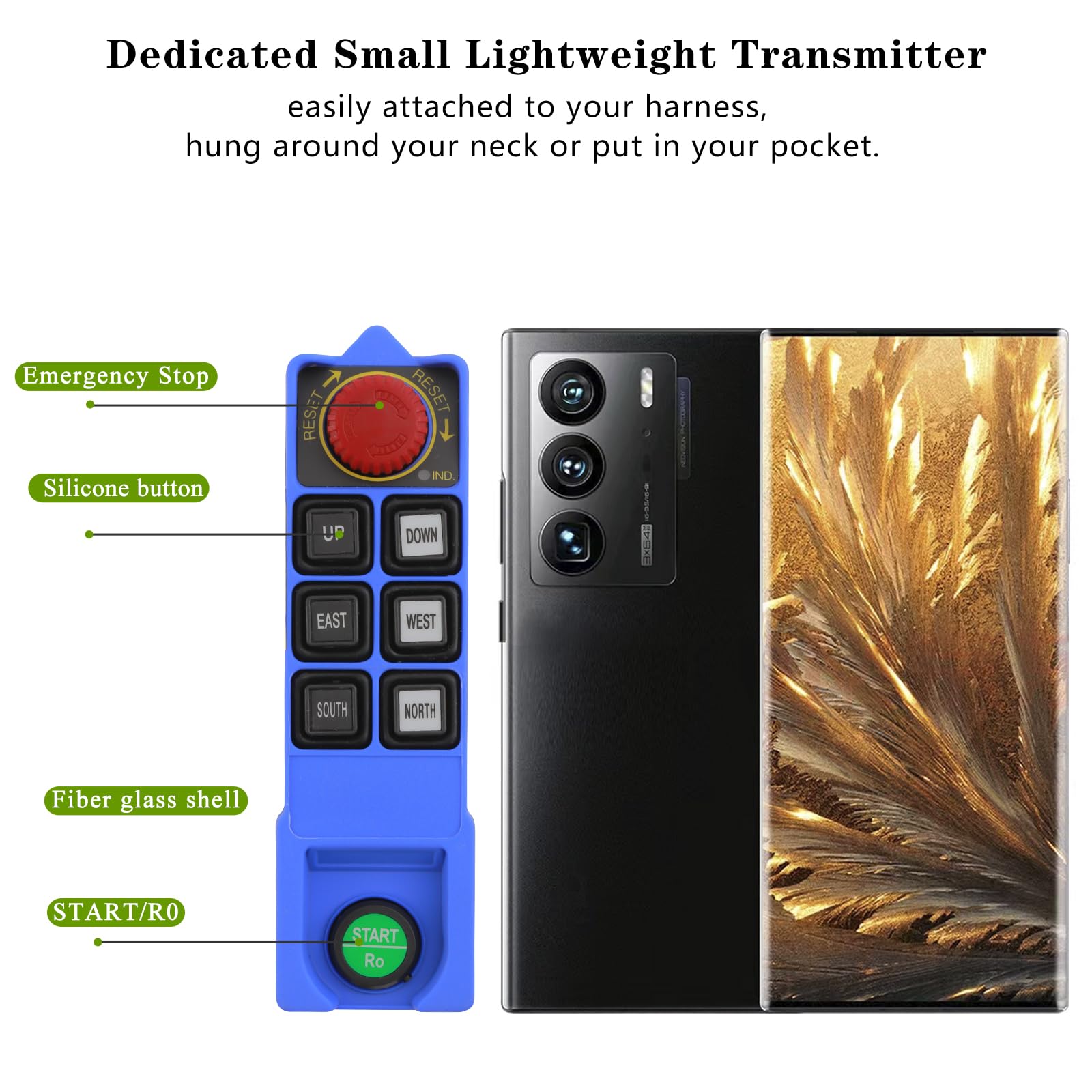 SAGA-L8B Industrial Wireless Crane Remote Control for Electric Hoist Overhead Bridge Truck Crane Remote Control 6 Buttons Transmitter and 12-24V Receiver 3