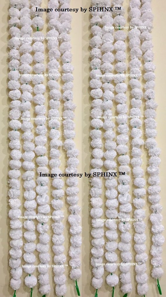SPHINX Artificial Marigold Fluffy Flowers Garlands for Festive Pooja Wedding Housewarming Diwali Decorations (White, 15) 2