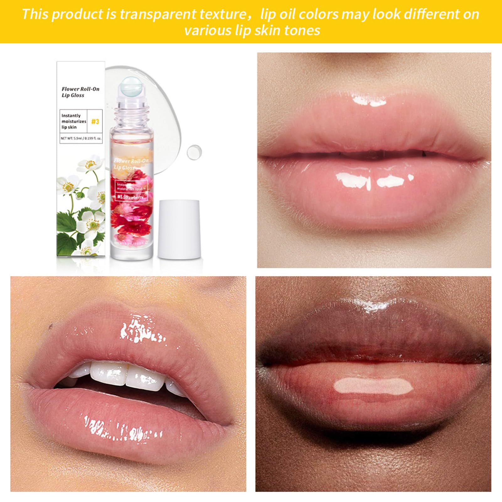 Plump Lip Oil Roll On Lip Gloss Hydrating Lip Oil Moisturizing Lip Gloss Lasting Lip Gloss Makeup Supplies For Daily 4
