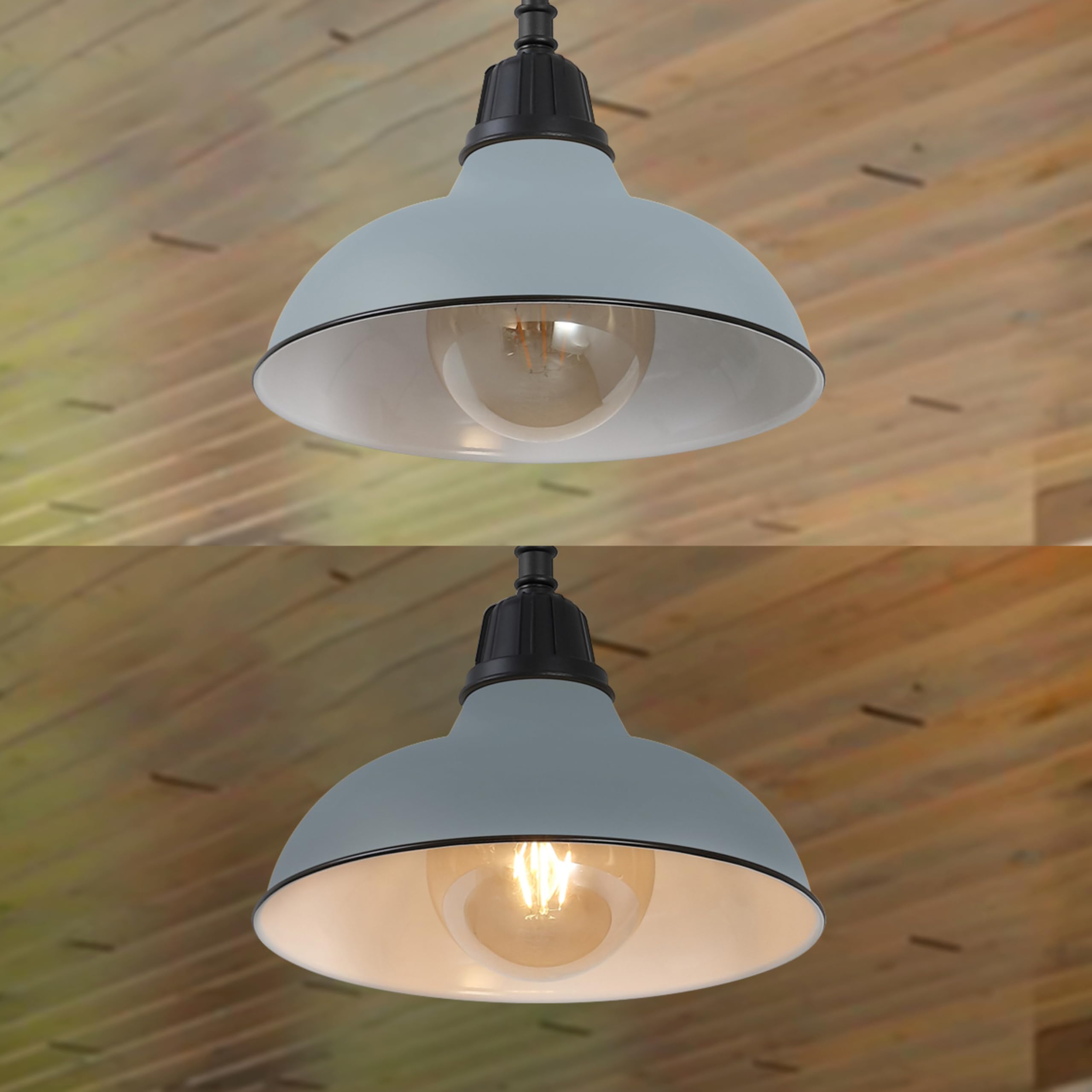 JONATHAN Y JYL7611K Jasper 12.25" 1-Light Farmhouse Industrial Indoor/Outdoor Iron LED Pendant Modern, Rustic, Coastal, Cottage, Traditional, Patio, Porch, Living Room, Entryway, Matte Silver Blue 6