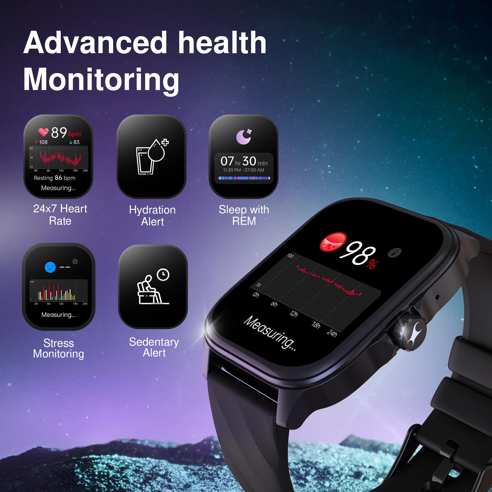 Fastrack Astor FS1 Pro Smart Watch, 1.97" AMOLED Display, Bluetooth Calling, 100+ Sports Modes, SpO2 & Heart Rate Monitoring, Women's Health, IP68, Up to 5 Days Battery, Functional Crown (Black) 6