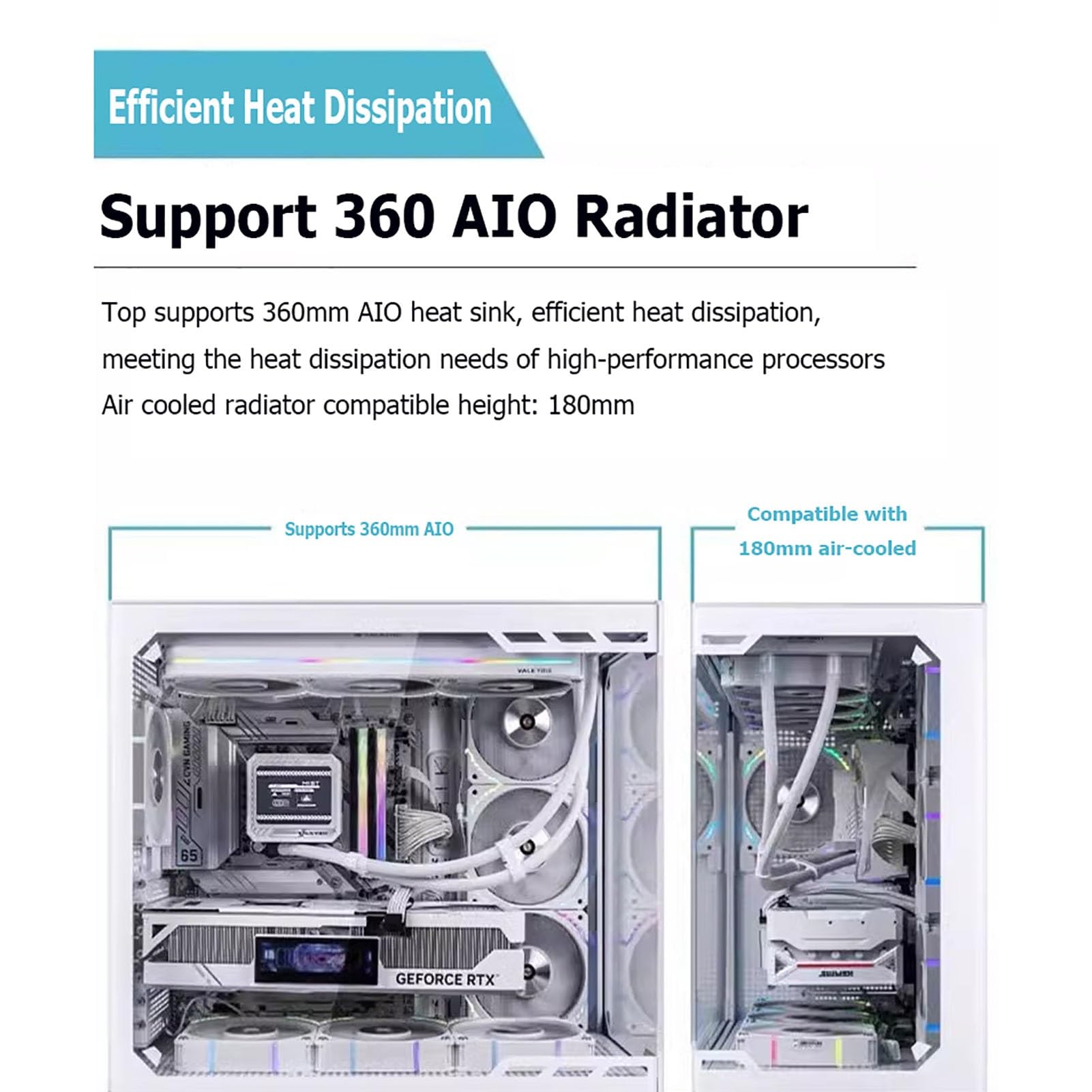 Computer Cases,Mid-Tower PC Gaming Case M-ATX/ATX/ITX - Front I/O USB 3.0 /Type-C Port - 270 ° Panoramic View Tempered Glass Panel - Can Be Customized Privately 5